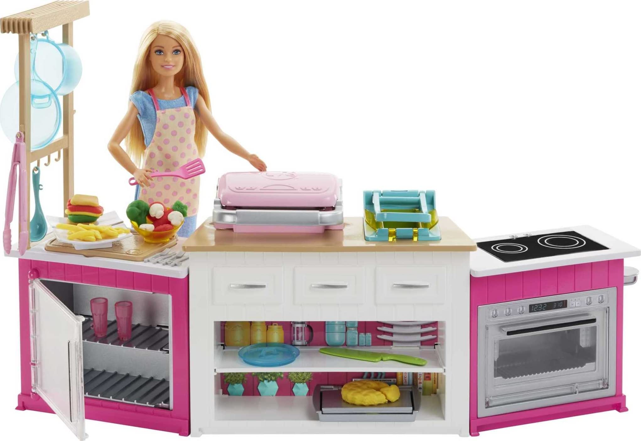 Barbie Careers Playset - Ultimate Kitchen Set with Blonde Chef Fashion Doll, 5 Dough Colors, 20+ Accessories & Lights/Sounds | Pretend Play Cooking Toy for Girls Ages 3-6 | Perfect for Birthday Gifts & Role Play Fun (Amazon Exclusive)