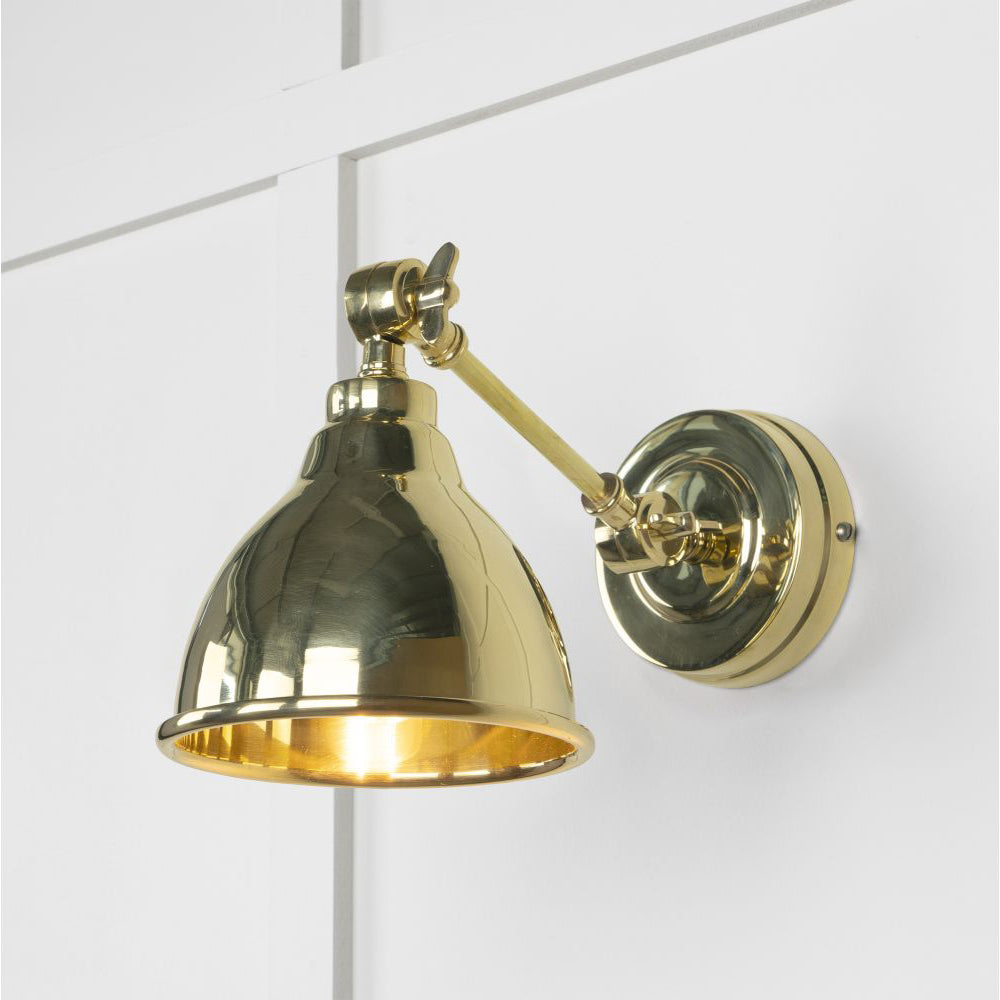 Elegant Smooth Polished Brass Brindley Wall Light - Vintage Industrial Sconce for Living Room, Bedroom & Hallway Lighting