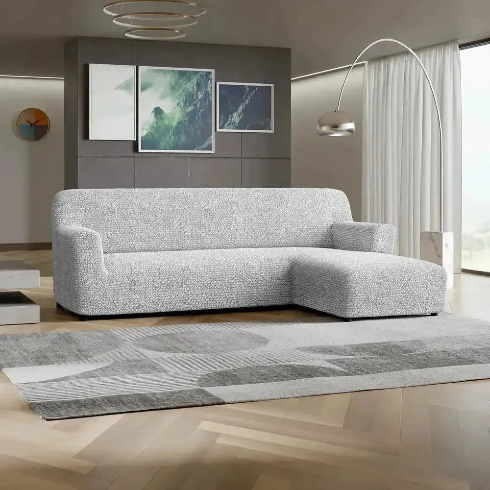 L Shaped Sofa Slipcover with Right Chaise - Premium Microfiber Stretchable Furniture Protector for Living Room, Sectional Couch Cover - Easy Wash & Anti-Slip Design for Home Decor