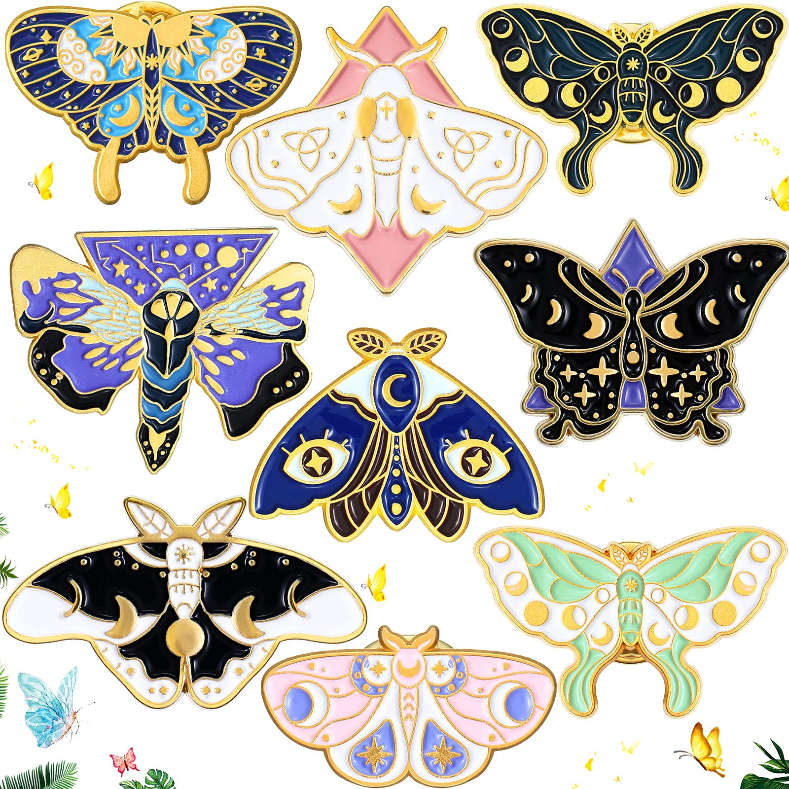 Steampunk Butterfly Brooches Set - 9Pcs for Hats, Clothes & Backpacks