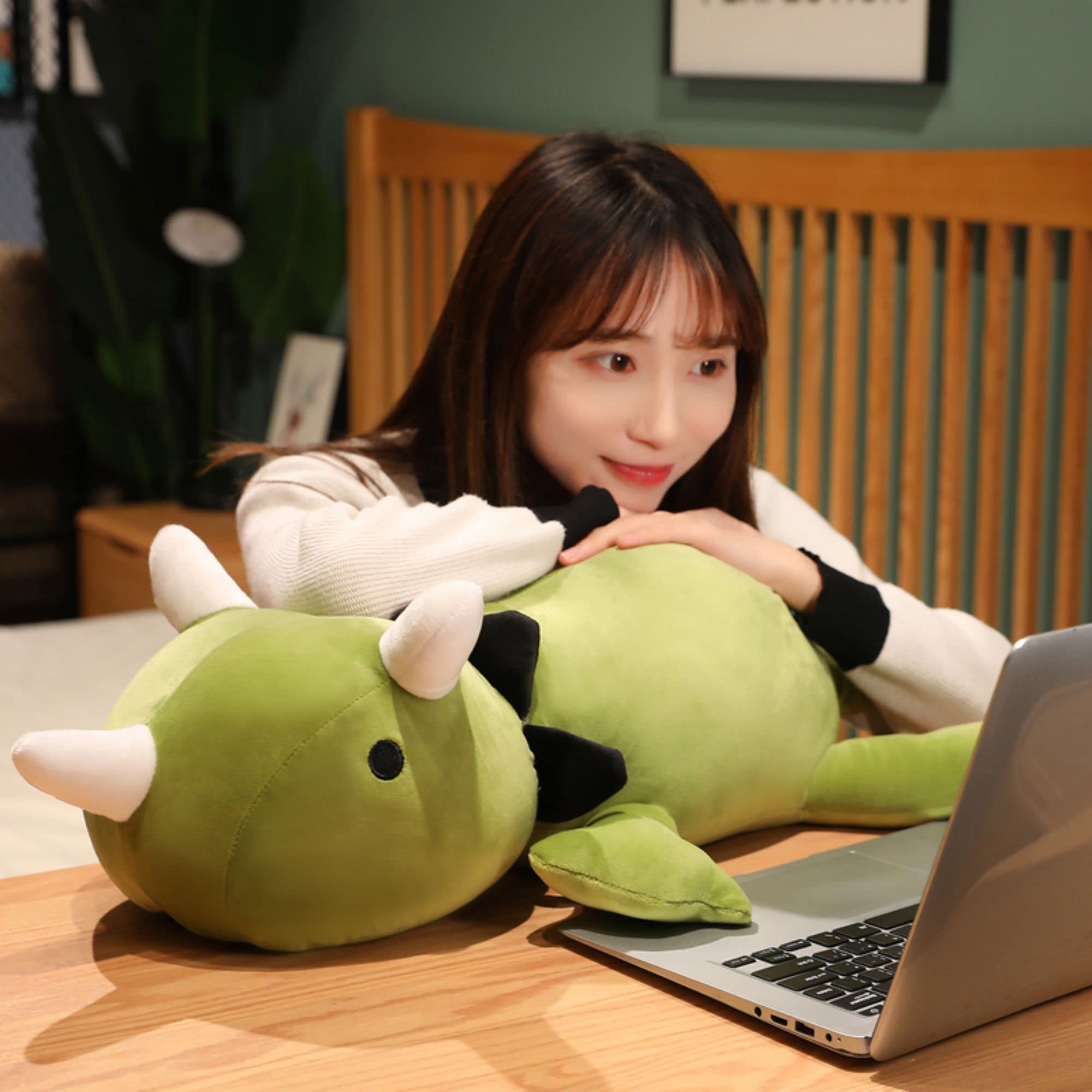 Weighted Dinosaur Plush Toy - 3.1 lbs Anxiety Relief Stuffed Animal for Kids & Adults, 23.6 Inch Green Dino Throw Pillow - Perfect for Stress Relief, Sensory Therapy, and Cozy Home Decor