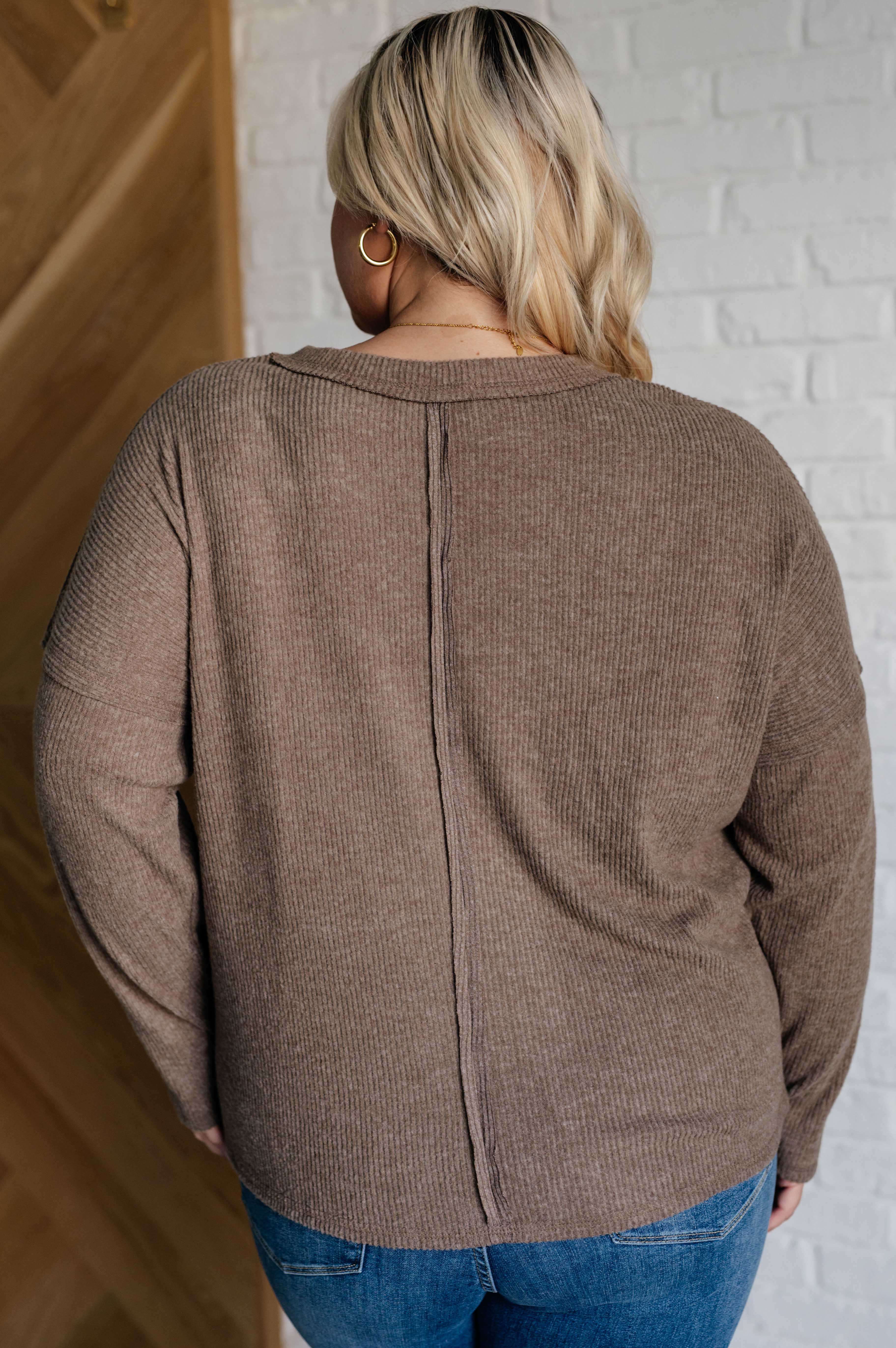Casual Tuesday Ribbed Knit Sweater Women's Mocha Brown Pullover - Cozy Fall & Winter Fashion for Office, Date Night and Weekend Outings