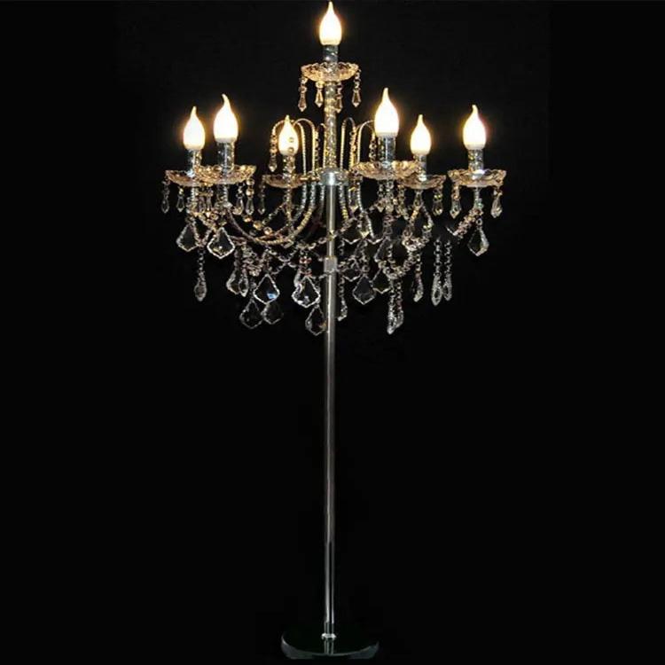 Elegant Crystal Chandelier Floor Lamp - Modern LED Standing Light for Living Room, Bedroom & Dining Area - Dimmable Tall Lamp for Home Decor & Ambient Lighting