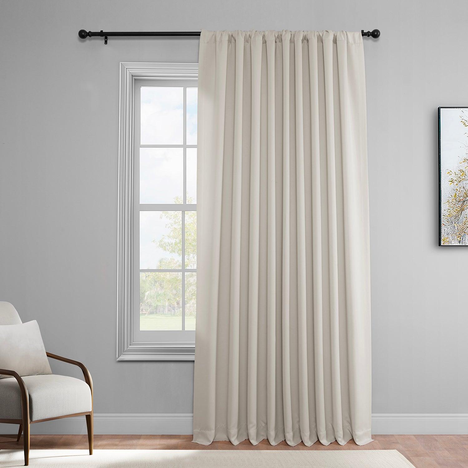 Alabaster Beige Extra Wide Blackout Curtains for Bedroom - 100% Room Darkening Window Drapes for Better Sleep & Light Control