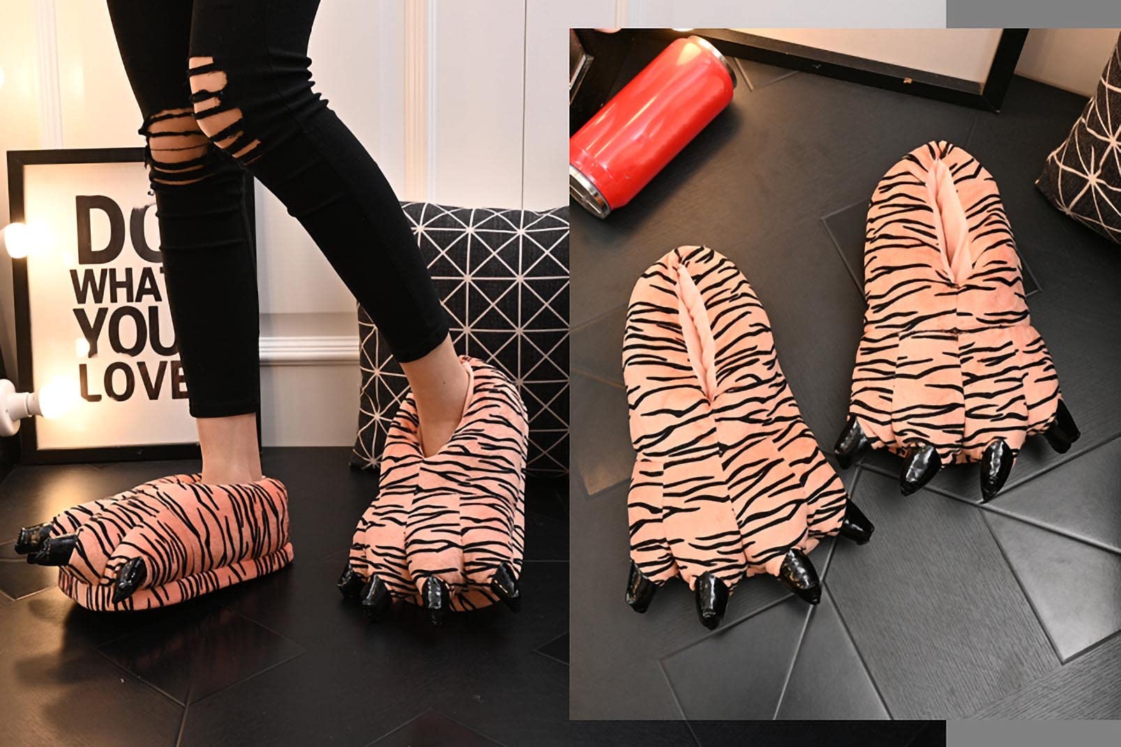 IXITON Unisex Funny Animal Paw Slippers - Furry Dinosaur Bear Claw House Shoes for Men & Women - Cozy Cartoon Plush Slippers for Indoor, Lounge, Gifts & Cosplay