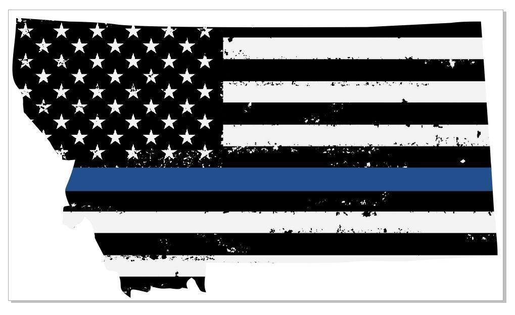 Back The Blue Decal - Thin Blue Line Vinyl Sticker - Montana Police Support Car Decal for Windows, Bumpers & Laptops