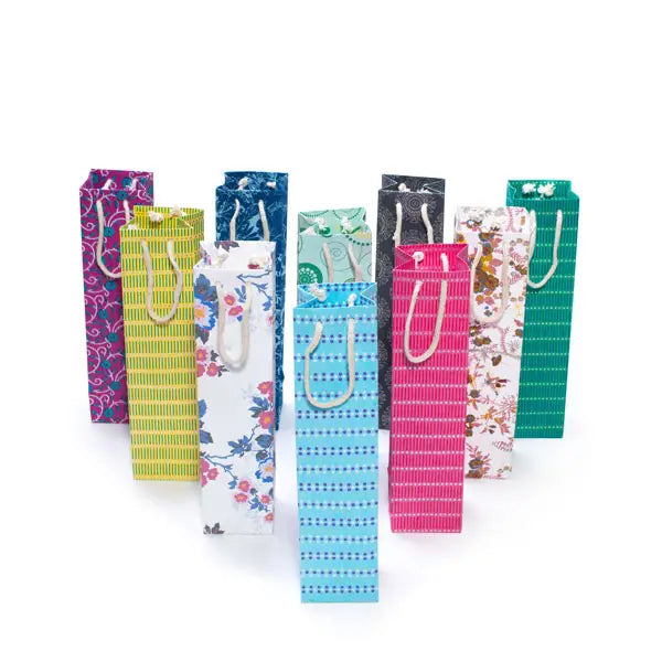 Eco-Friendly Recycled Paper Wine Gift Bags - Sustainable Present Packaging for Parties, Weddings & Corporate Gifts