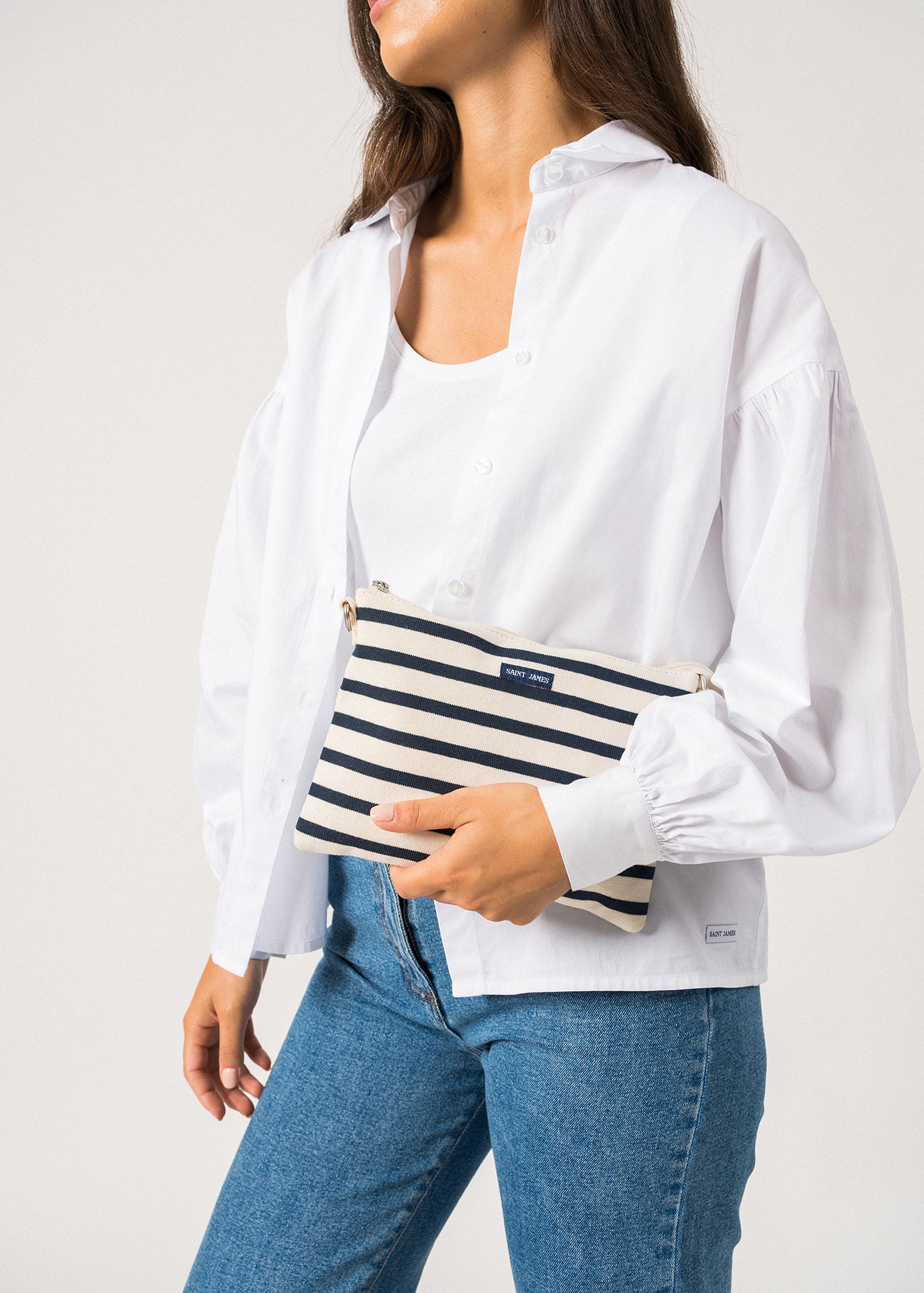 LA POCHETTE BAG - Striped Clutch Purse for Women | 100% Cotton Handbag in Ecru & Navy | Perfect for Evening Parties, Weddings & Date Nights