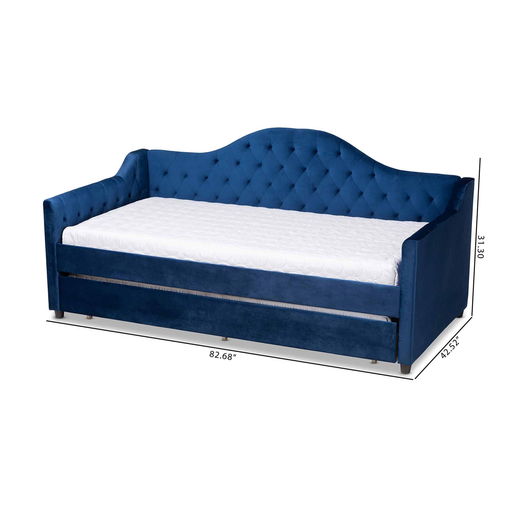 Baxton Studio Modern Twin Size Daybed with Upholstered Frame in Royal Blue - Perfect for Guest Rooms, Dormitories & Small Space Living