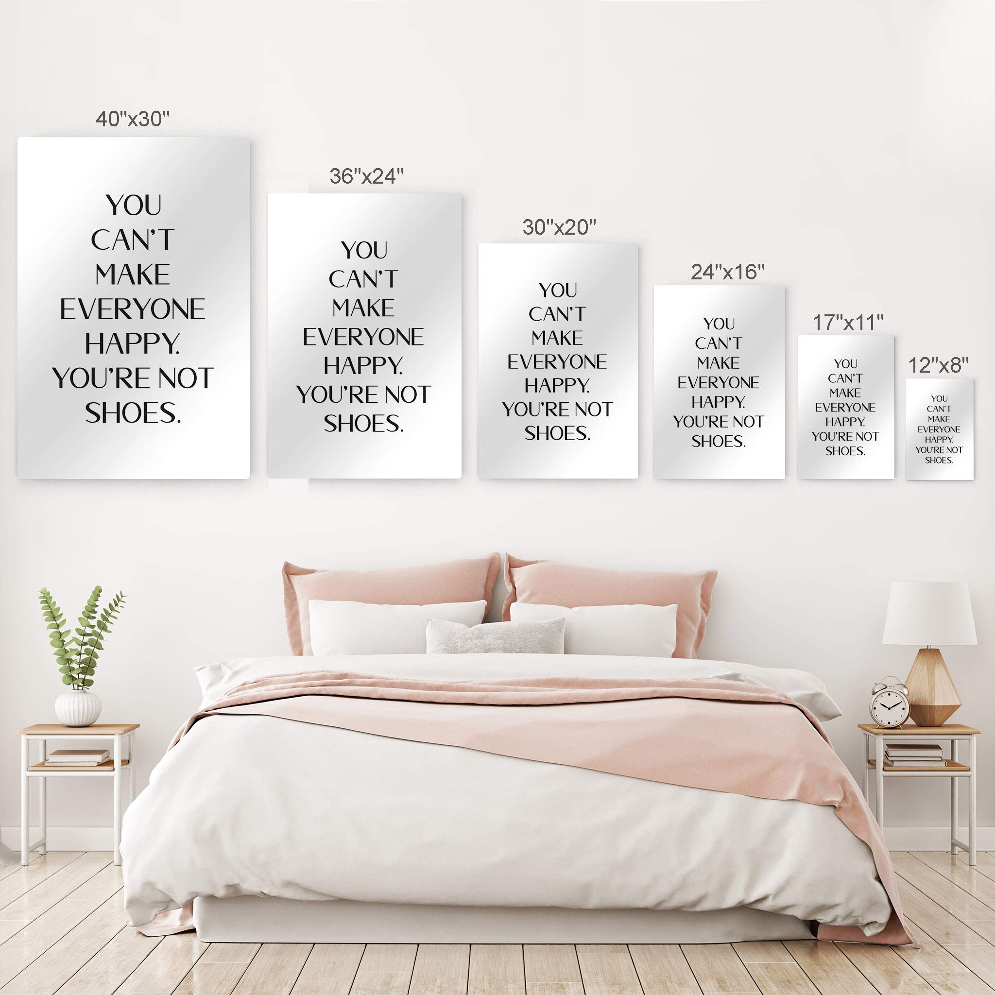 Smile Art Design 'You Can’t Make Everyone Happy You’re Not Shoes' Quote - Glam Fashion Metal Print Wall Art for Office, Bathroom, Teen Girls Room & Women's Dorm - Perfect for Bedroom & Living Room Decor (36x24 Inches)