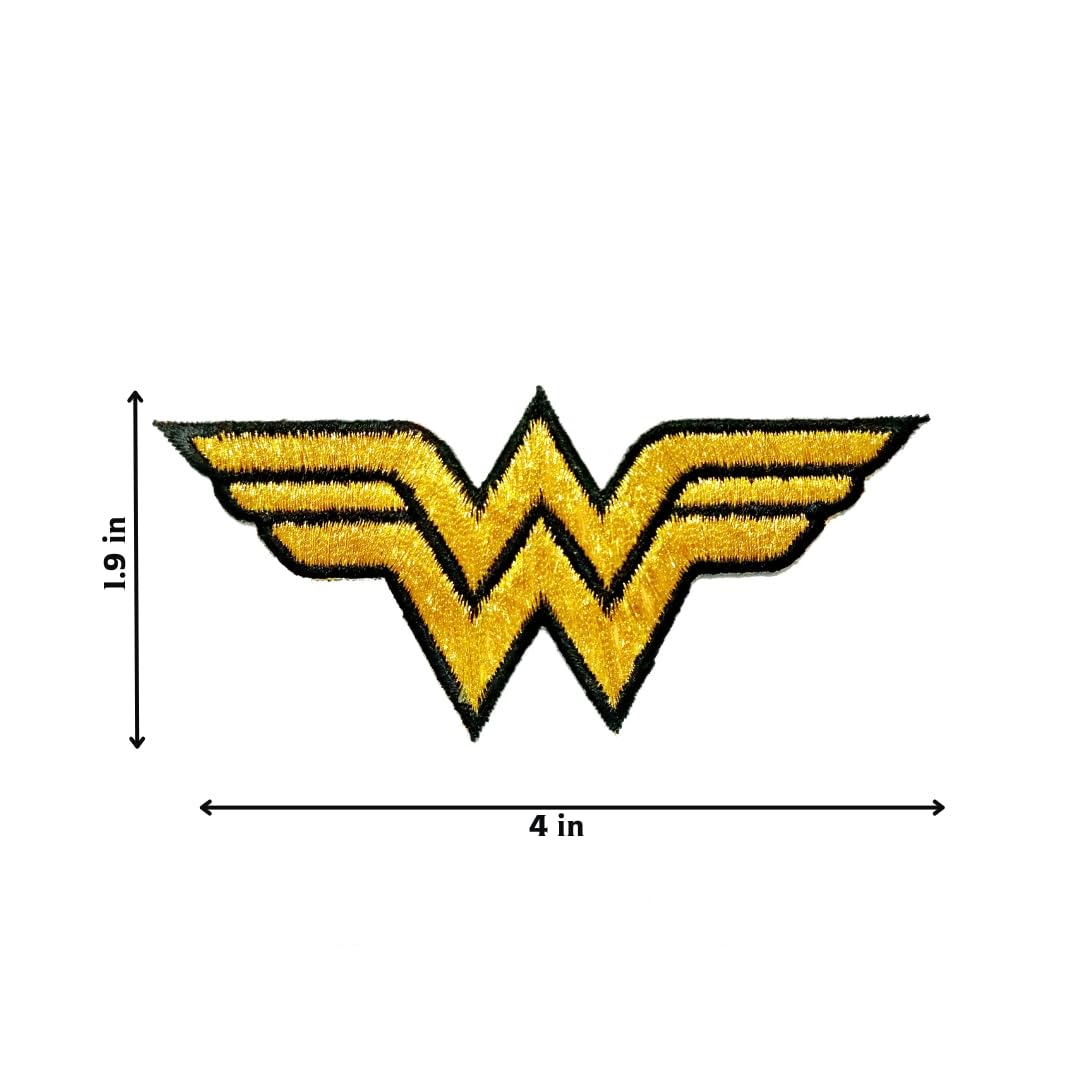Wonder Woman Embroidered Iron-On Patch - Gold Superhero Logo for Cosplay, Jackets & Backpacks | DC Comics Merchandise