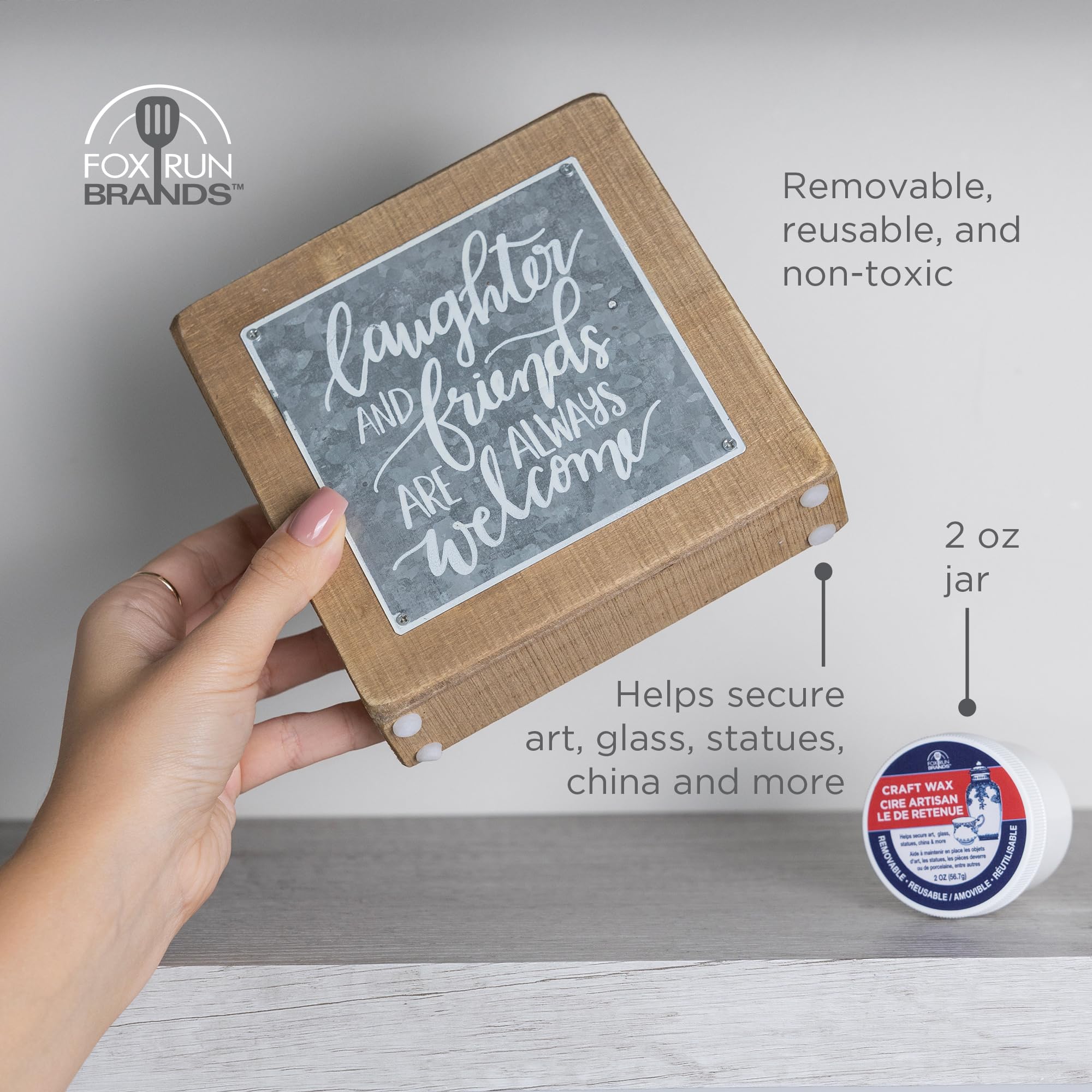 Fox Run Craft Wax - 2 oz Removable Museum Grade Putty for Securing & Displaying Items | Perfect for Home Decor, Art Projects & Collectibles | Non-Toxic, Reusable Adhesive Wax for Crafts, Photos & Fragile Objects
