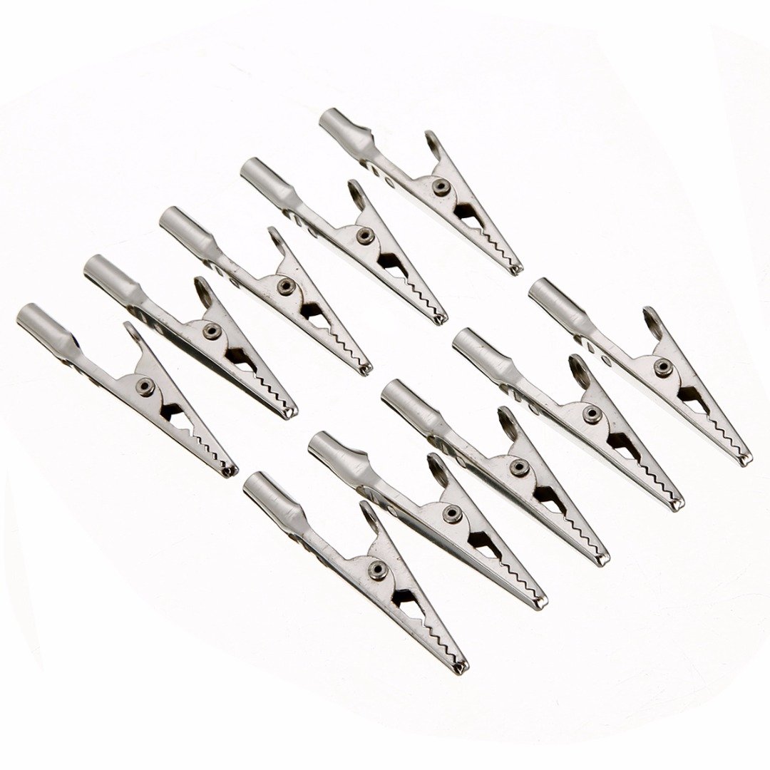 Stainless Steel Crocodile Clips 10Pcs - 51mm for Test & Fixing - DIY & Electronics