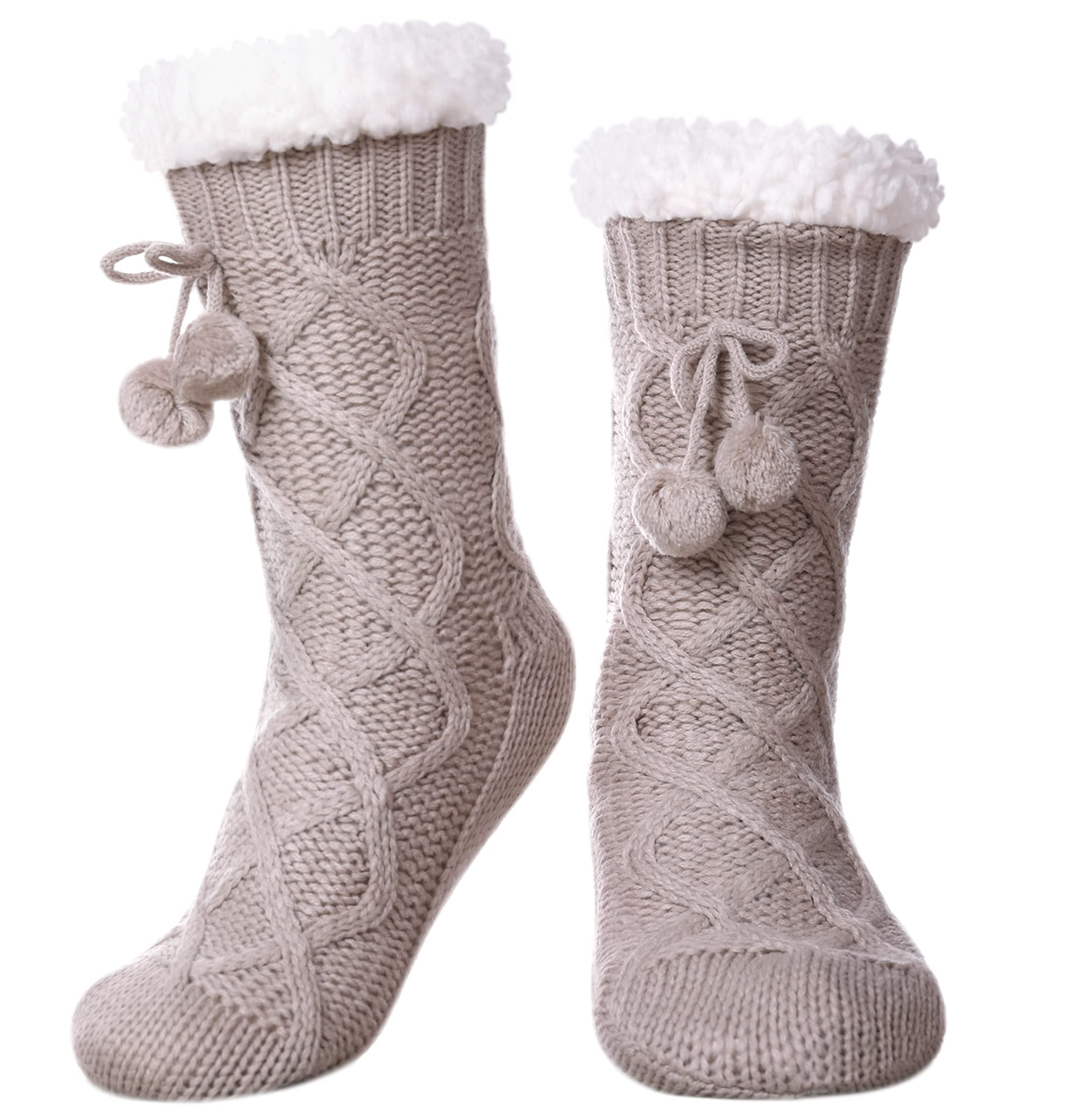 LINEMIN Women's Winter Warm Fleece Lined Slipper Socks - Cozy Soft Thick Fuzzy Non-Slip Indoor House Shoes - Perfect for Christmas Gifts, Home Relaxation & Cold Weather Comfort