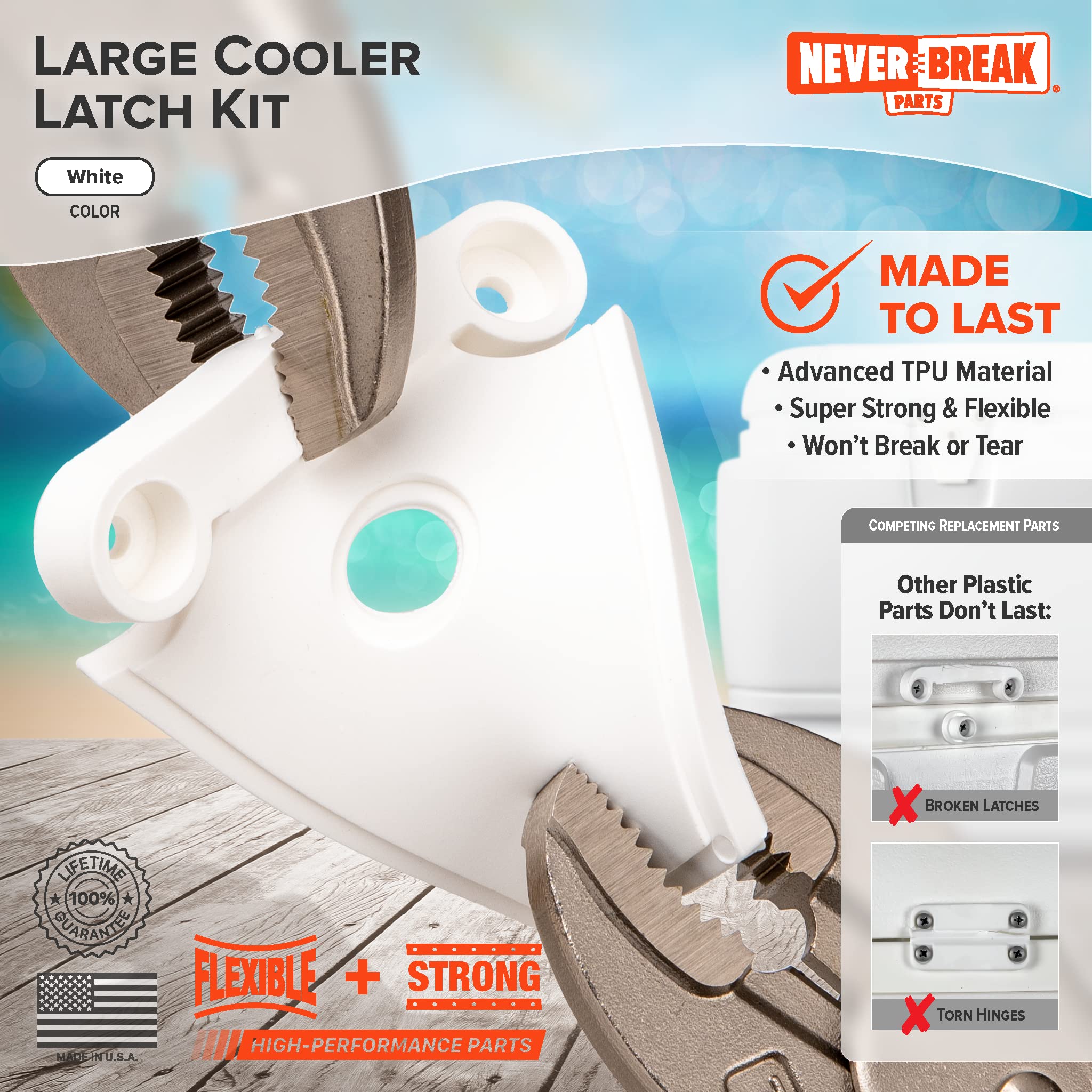 NeverBreak Parts - 2 Pack High Strength Igloo Cooler Replacement Latches with Posts & Screws | Durable Ice Chest Repair Kit for Outdoor Adventures & Camping