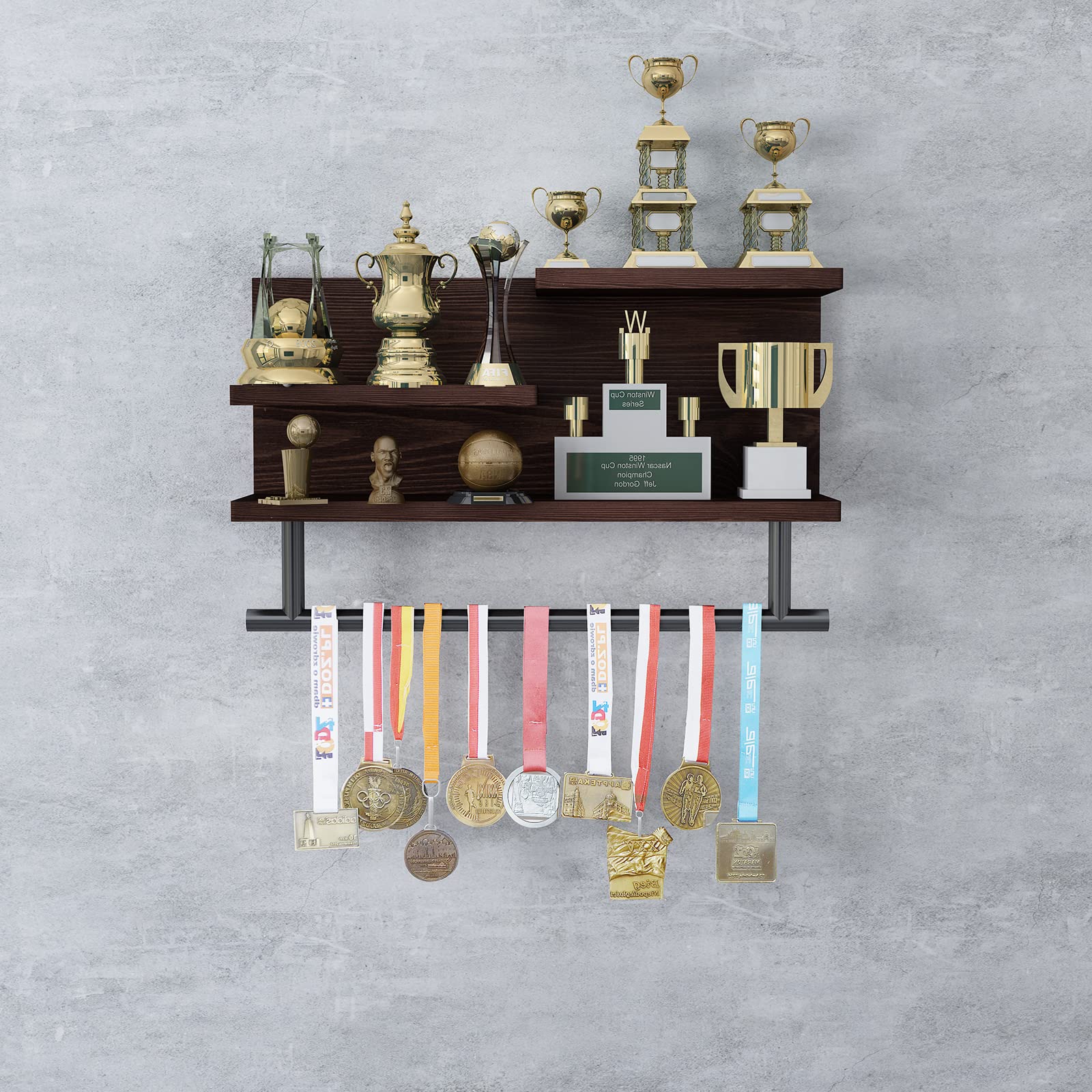 3-Tier Floating Shelf with Towel Bar - Wall Mounted Bathroom Storage Shelf for Towels & Decor - Space Saving Organizer for Kitchen, Bedroom, Living Room - 24 Inch White Wooden Shelf - Perfect for Small Bathrooms & Apartment Decor