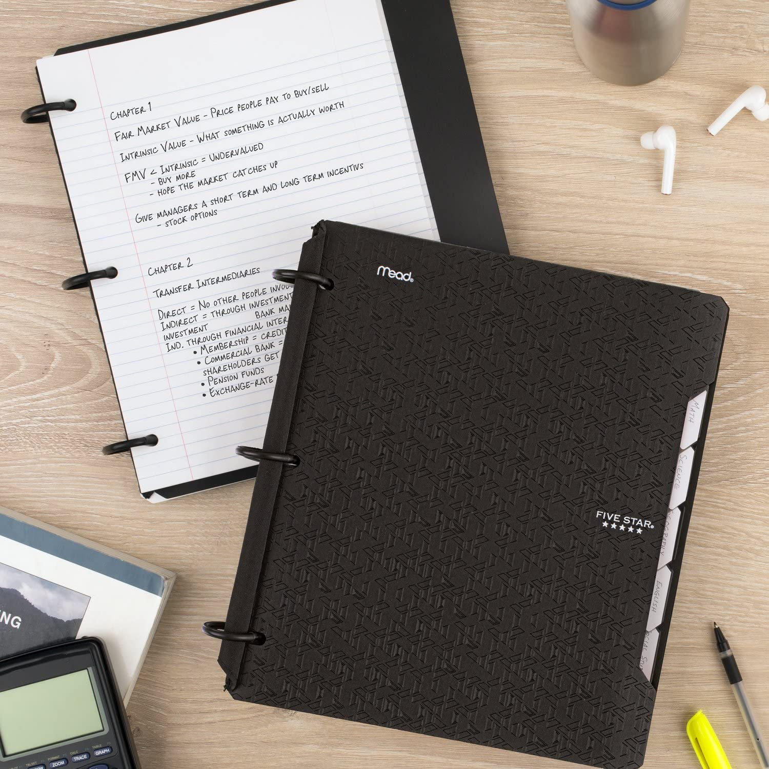 5-Star Flex Hybrid NoteBinders 4 Pack - 1 Inch All-in-One Notebook & Binder Set in Black, White, Red & Green (29328AE2) | Perfect for School, Office & Home Organization