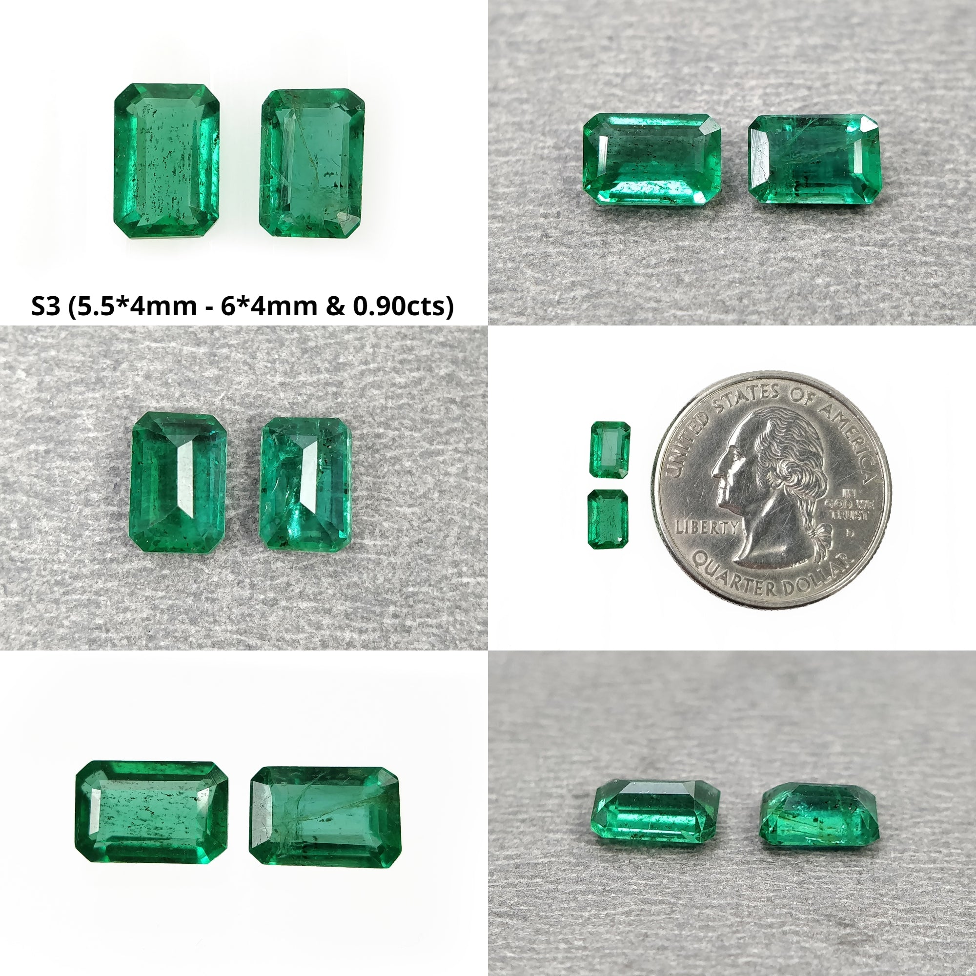 Natural Untreated Green Emerald Gemstone Octagon Cut - 2pc Set for Jewelry Making, Engagement Rings & Necklace Designs