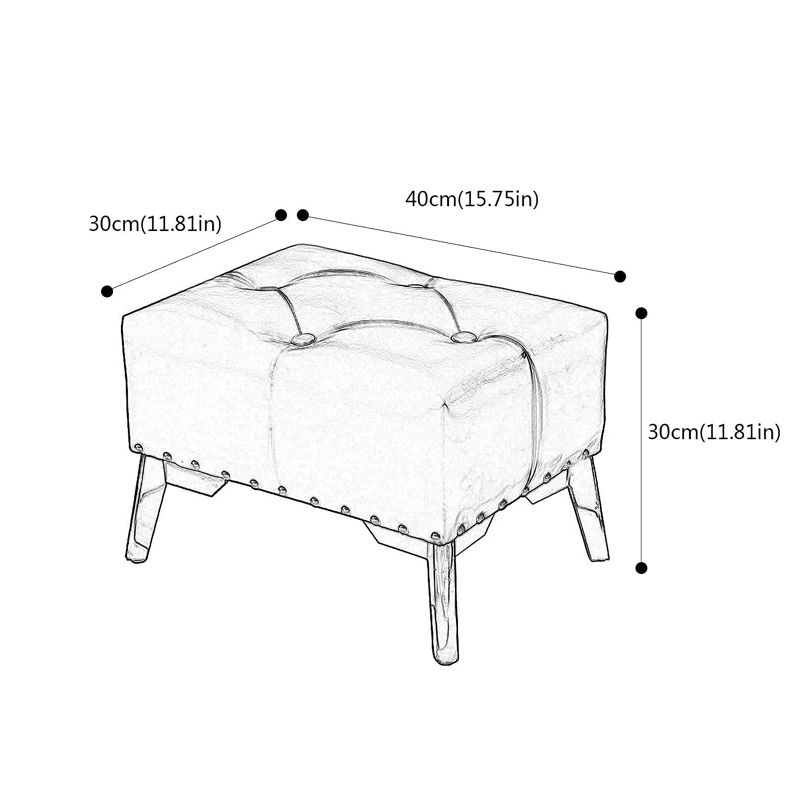 Blue PU Wooden Footstool - Versatile Sofa Stool & Shoe Changing Stool for Living Room, Study, Bedroom & Dining Room Decor | Comfortable Home Seating Solution