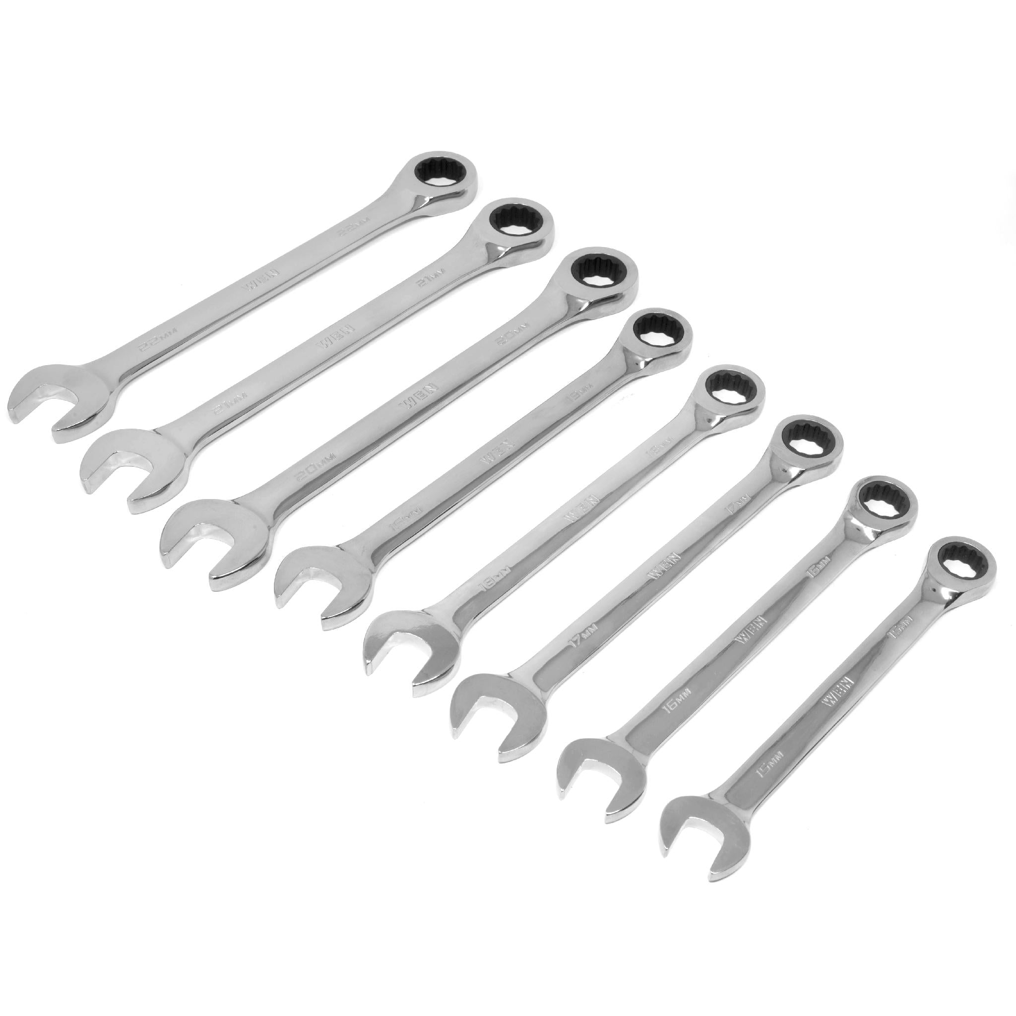 WEN WR161M 16-Piece Professional Grade Ratcheting Metric Combination Wrench Set with Storage Pouch - Perfect for Automotive Repair, DIY Projects & Home Maintenance