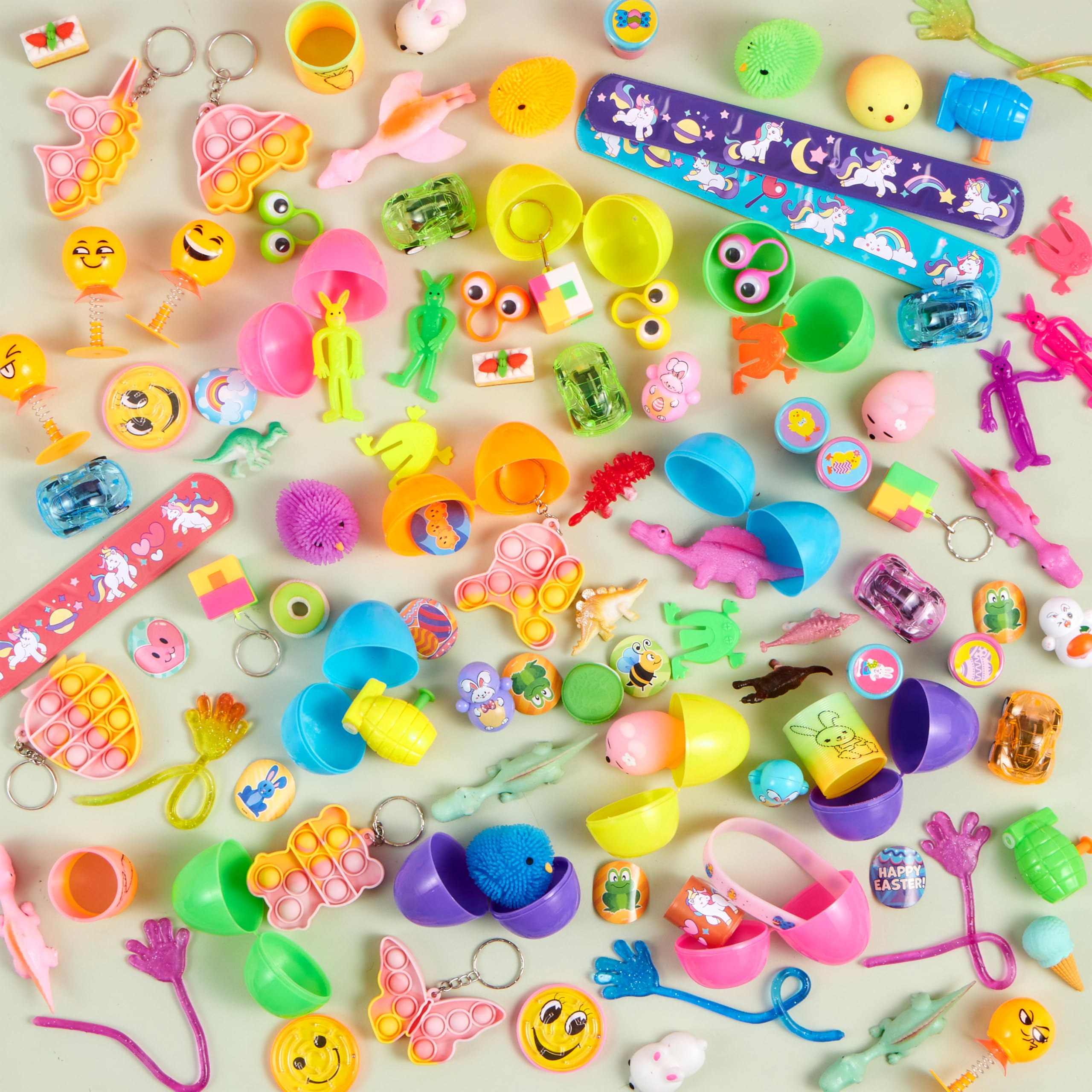 JOYIN 100 Pcs Prefilled Easter Eggs with Assorted Toys - Easter Egg Hunt Supplies, Party Favors, Basket Stuffers, Classroom Prizes for Kids - Perfect for Easter Celebrations, Birthday Parties & School Activities
