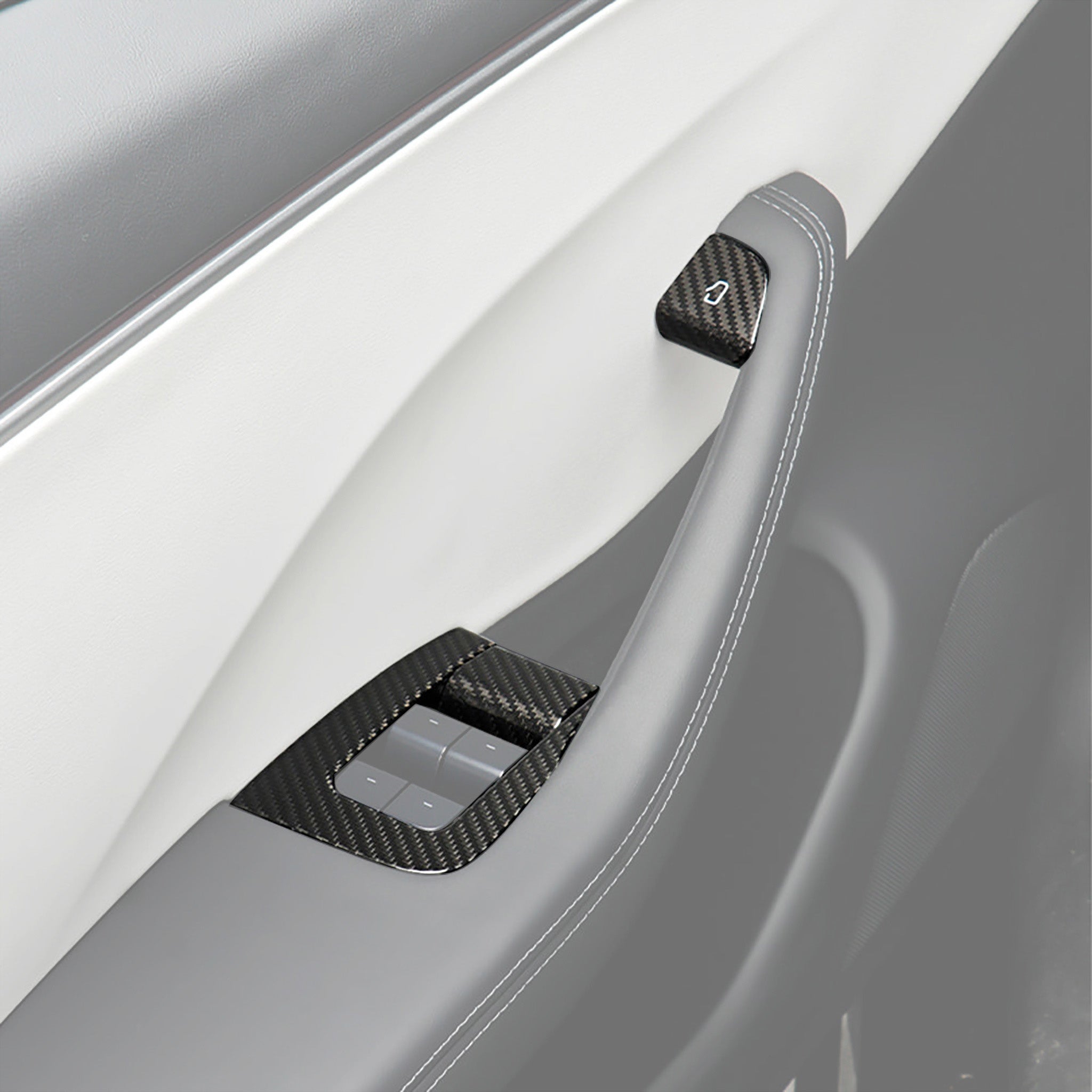 Premium Real Carbon Fiber Window Switch Trim Cover for Tesla Model 3 & Y | 2024+ Model 3 Highland (RHD/LHD Compatible) | Interior Upgrade & Luxury Car Accessory | Perfect for Car Enthusiasts & Tesla Owners