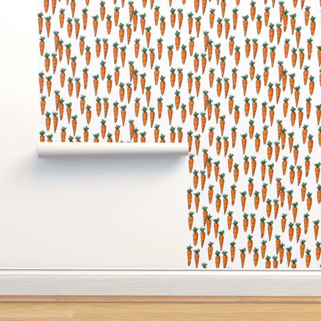 12ft x 2ft Peel & Stick Removable Wallpaper - Easter Bunny Tree Carrot Vegetable Design | Perfect for Nursery, Kitchen, or DIY Home Decor | Spoonflower Custom Wallpaper