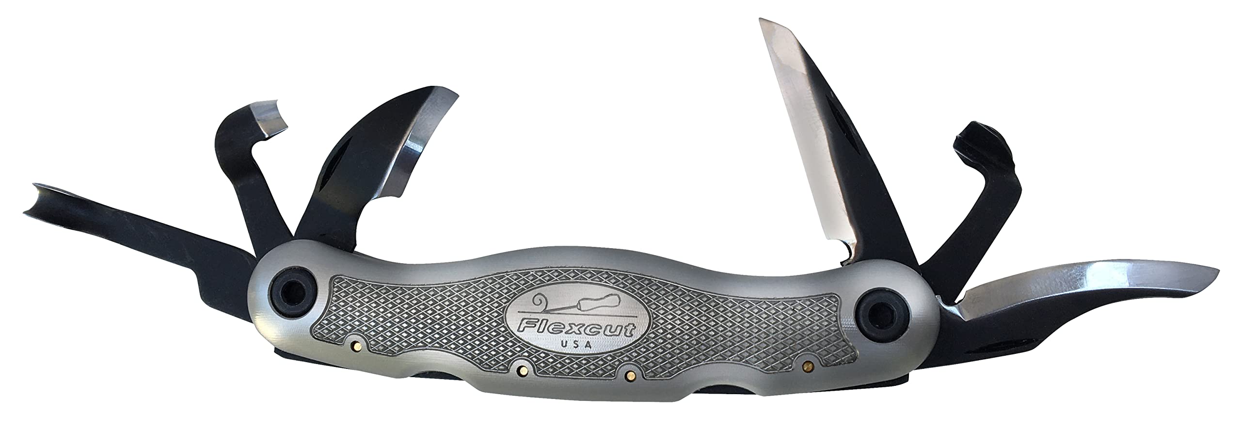 FLEXCUT Right-Handed Carvin' Jack 2.0 JKN291 - Folding Wood Carving Multitool with 6 High Carbon Steel Blades | Durable Aerospace Aluminum Handle | Includes Sheath & Strop | USA Made | Perfect for Whittling, Woodworking & Outdoor Crafts