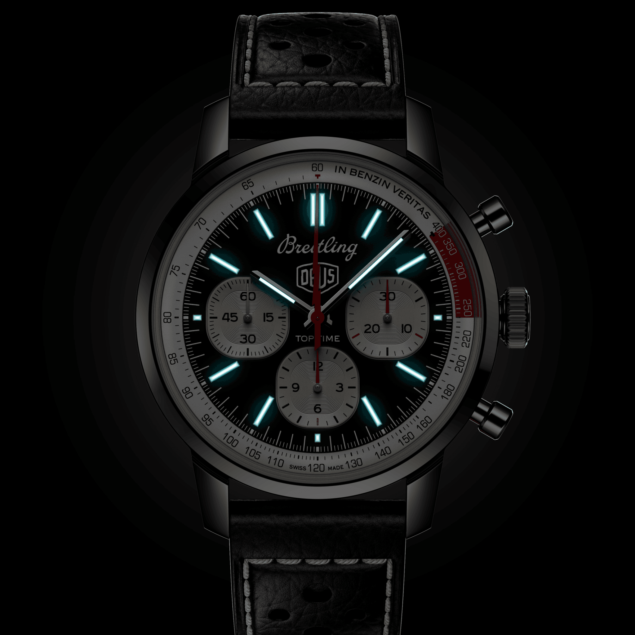 Top Time B01 Deus 41mm Black Leather Strap Watch - Perfect for Casual Wear, Business Meetings & Outdoor Adventures
