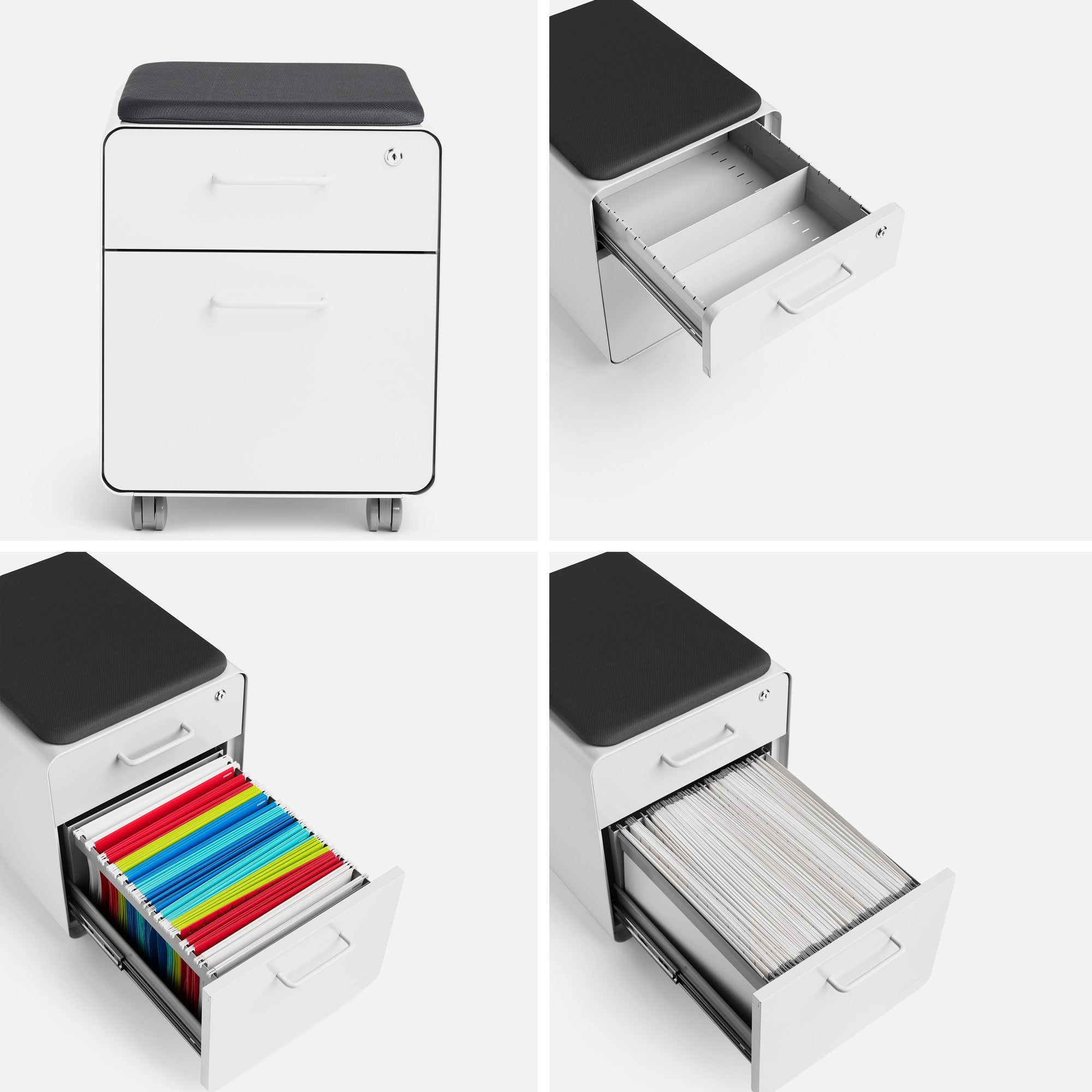 Mini Stow 2-Drawer Rolling File Cabinet - Portable Office Storage Organizer for Documents, Folders & Supplies - Perfect for Home Office, Small Spaces & Workstations