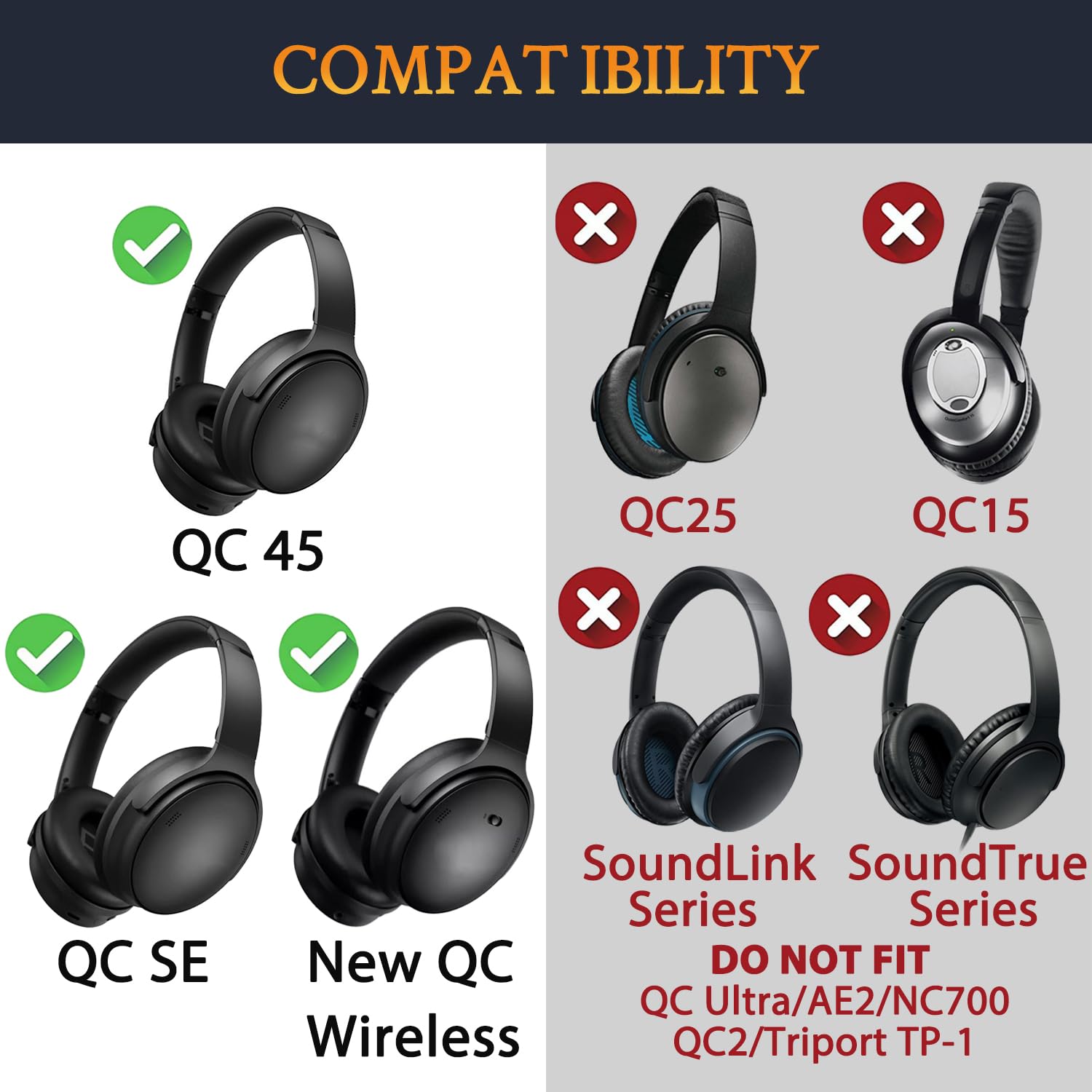 SOULWIT Replacement Headband Pad Kit for Bose QC45/QC SE Headphones - Comfortable Purple Black Cushion with Easy DIY Installation - Perfect for Office, Travel & Noise Canceling Headphone Repair
