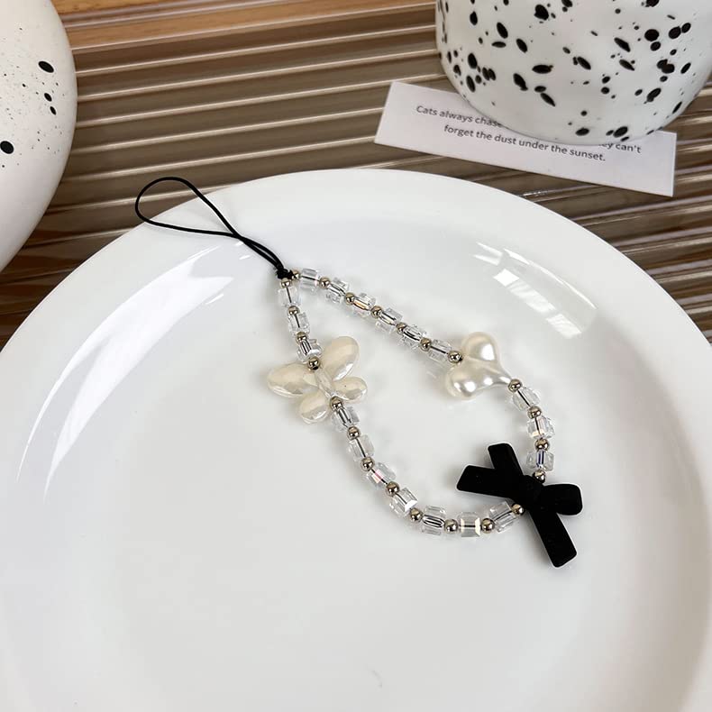 Elegant Heart-Shaped Imitation Pearl Phone Lanyard - Anti-Lost Crystal Phone Chain & Wrist Strap for Women - Perfect for Smartphones, Keys & Accessories - Ideal for Work, Travel and Daily Use