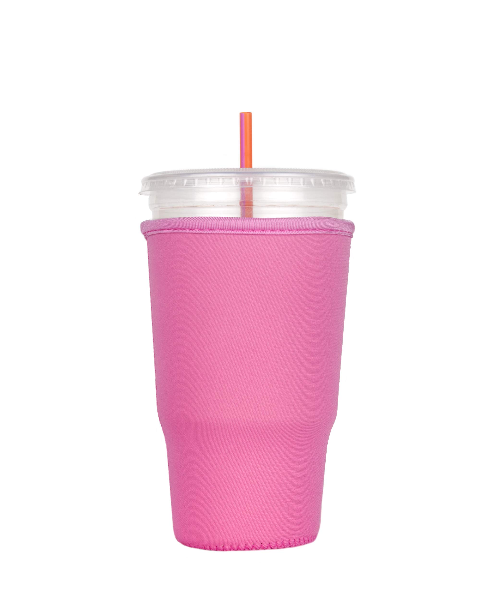Eco-Friendly Reusable Neoprene Cup Sleeve for Iced Coffee & Cold Drinks - Insulated Beverage Protector (Light Pink, Large) - Perfect for Starbucks, Dunkin', Iced Lattes & Summer Drinks