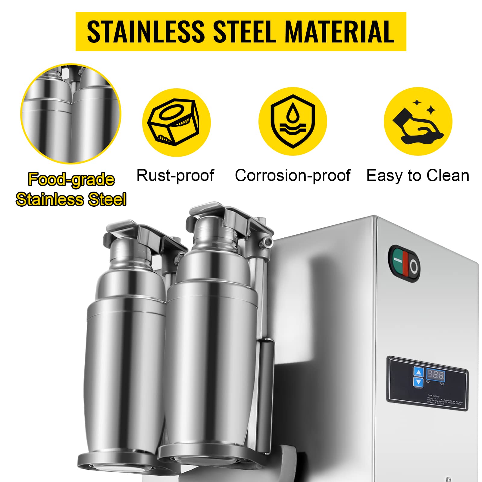 Happybuy Stainless Steel Automatic Boba Milk Tea Shaker Machine - 400 RPM Double Frame Commercial Bubble Tea Maker for Shops & Cafes - Perfect for Boba, Iced Tea, and Smoothie Preparation