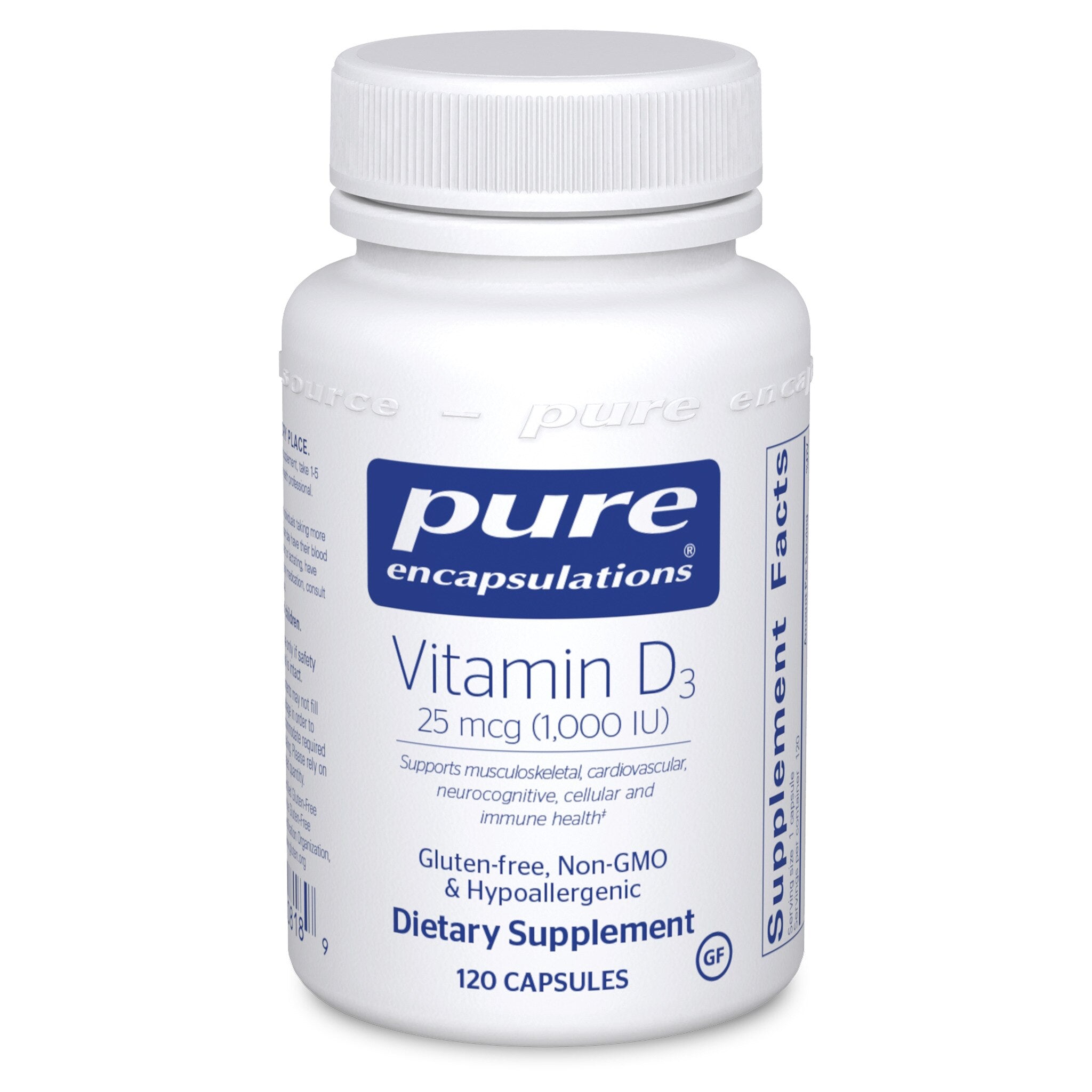 Pure Encapsulations Vitamin D3 25 mcg (1,000 IU) - Immune Support & Bone Health Supplement - Ideal for Daily Wellness & Indoor Lifestyles