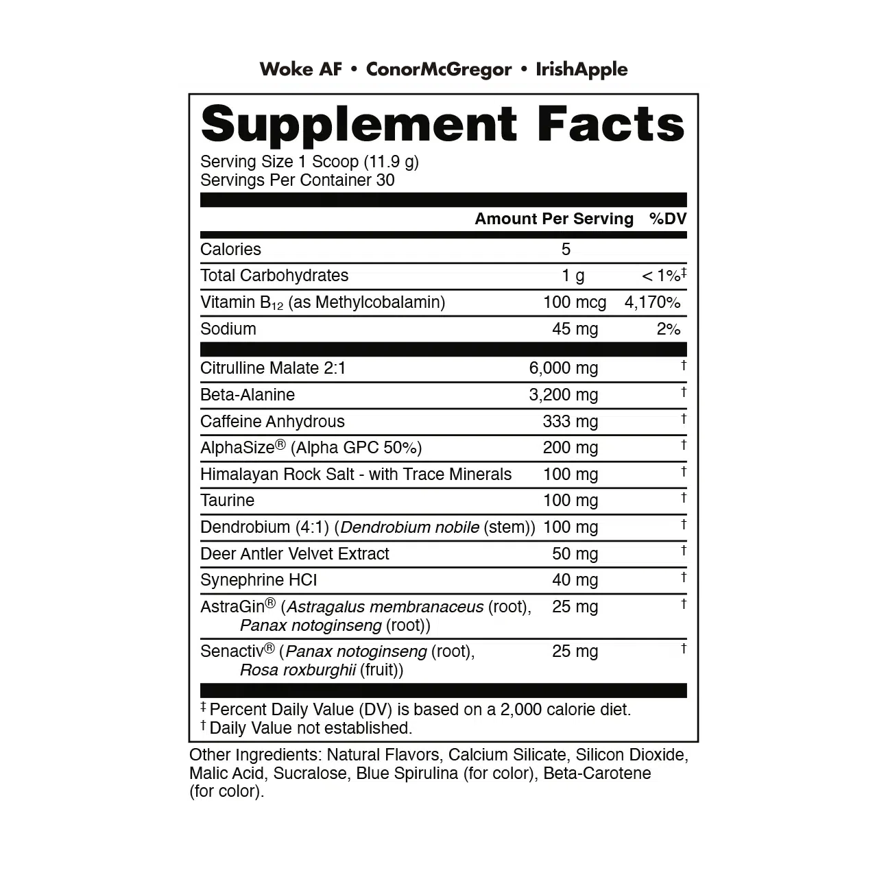 Bucked Up x Conor McGregor WOKE AF Pre-Workout Supplement - Energy & Focus Booster for Gym, Fitness & Athletic Performance