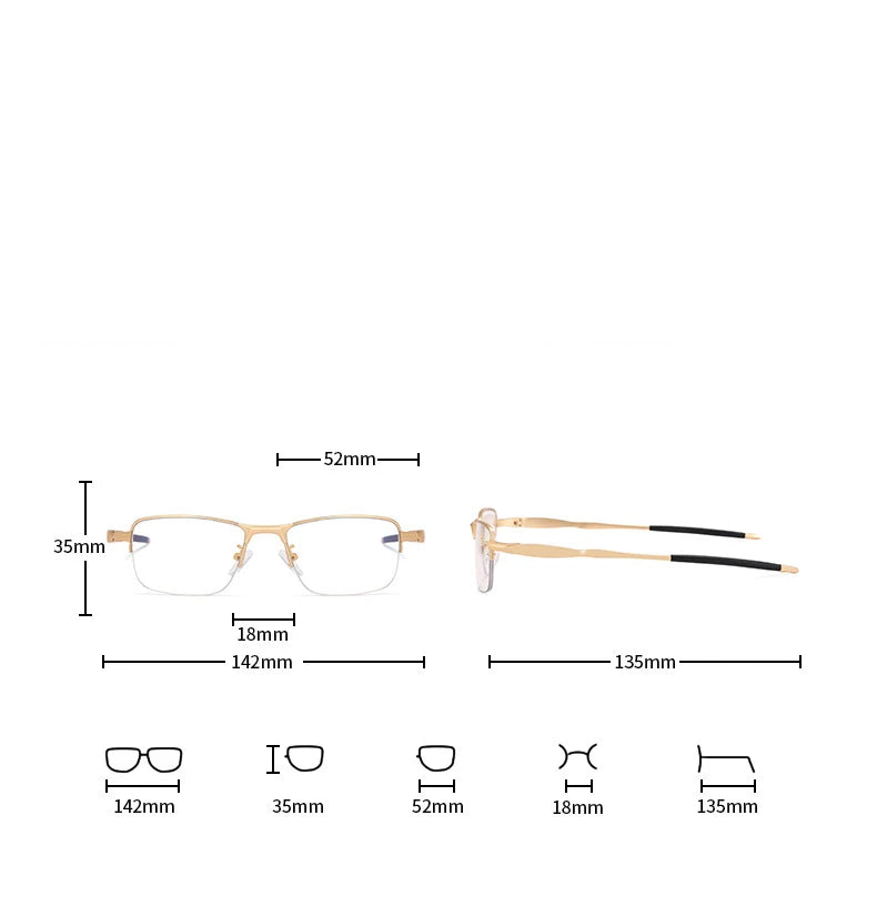 CCspace Unisex Semi-Rimless Small Square TR90 Titanium Eyeglasses 57236 - Lightweight & Durable Frame for Work, Reading, and Everyday Wear