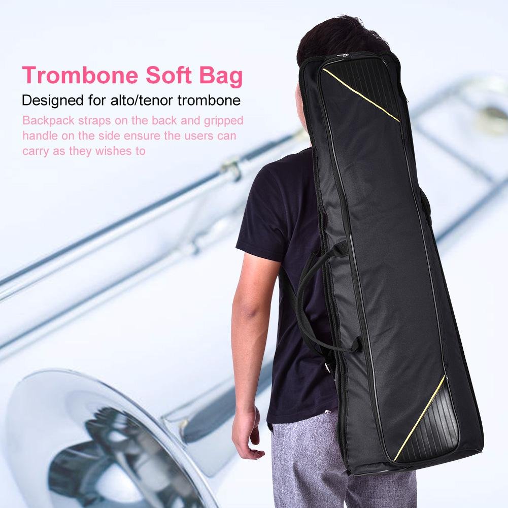 Portable Alto/Tenor Trombone Shoulder Bag - Durable Musical Instrument Case for Trombone Players - Compact & Lightweight Design - Perfect for School, Band Practice & Travel (Black)