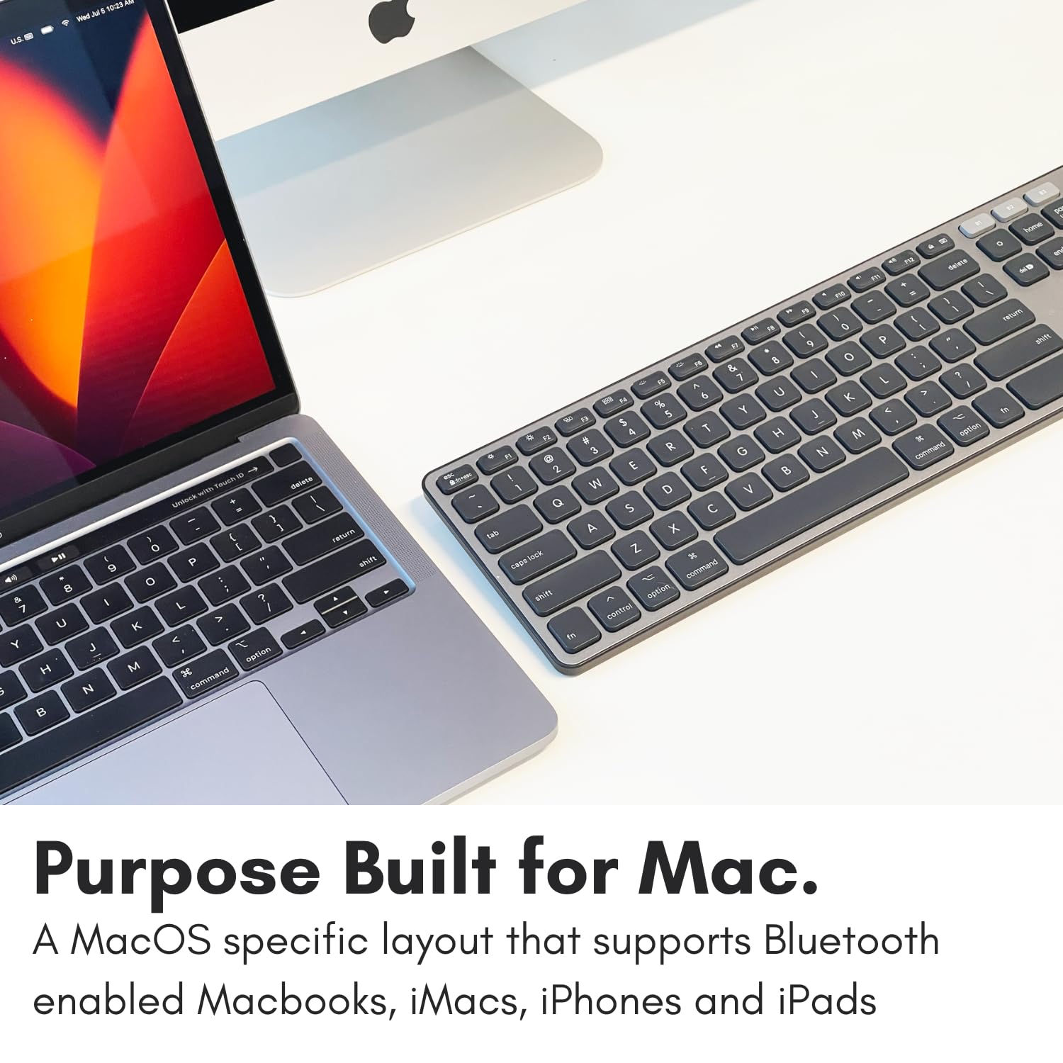 Macally Backlit Bluetooth Keyboard for Mac (Upgraded, Bigger Battery) - Wireless Apple Keyboard Compatible with MacBook Pro/Air, iMac, Mac Mini - Multi-Device Connection for Home Office & Gaming Use