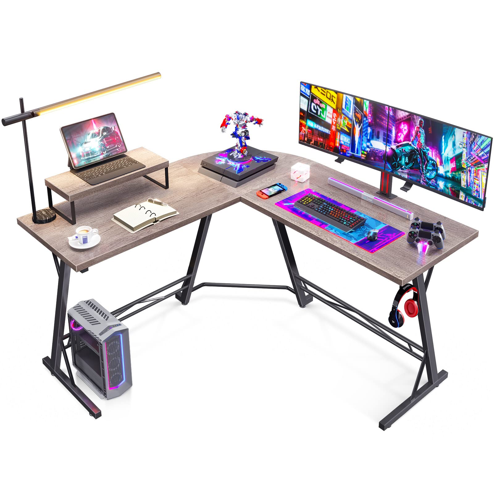 Casaottima L-Shaped Gaming Desk with Monitor Stand - 51