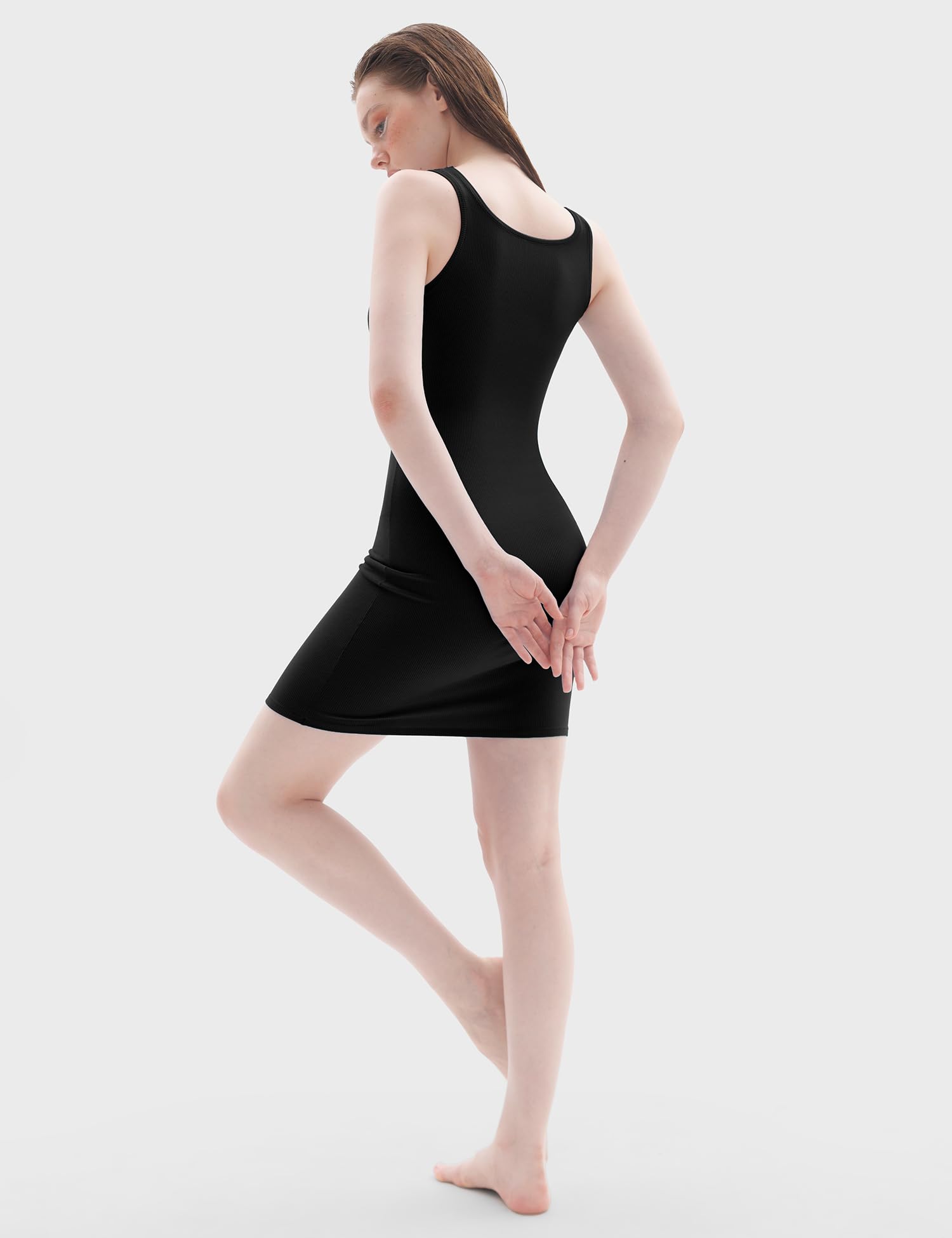 PUMIEY Women's Square Neck Mini Dress - Ribbed Bodycon Tank Dress Slim Fit Summer Casual Dress for Women | Perfect for Beach, Party & Date Night Outfits