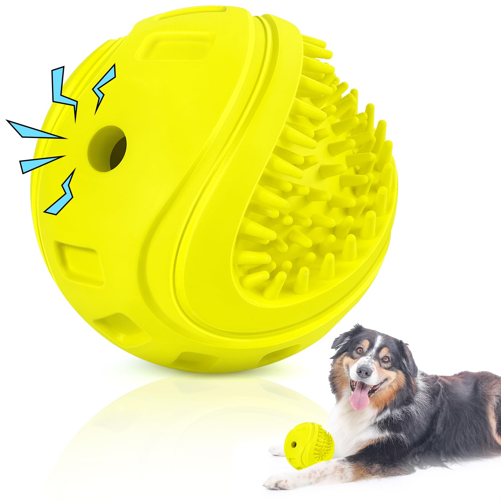 Indestructible Squeaky Dog Toys for Aggressive Chewers - Tough Chew-Proof Balls for Large & Medium Breed Dogs | Interactive Outdoor Pet Play & Training Gifts for Puppies & Adult Dogs