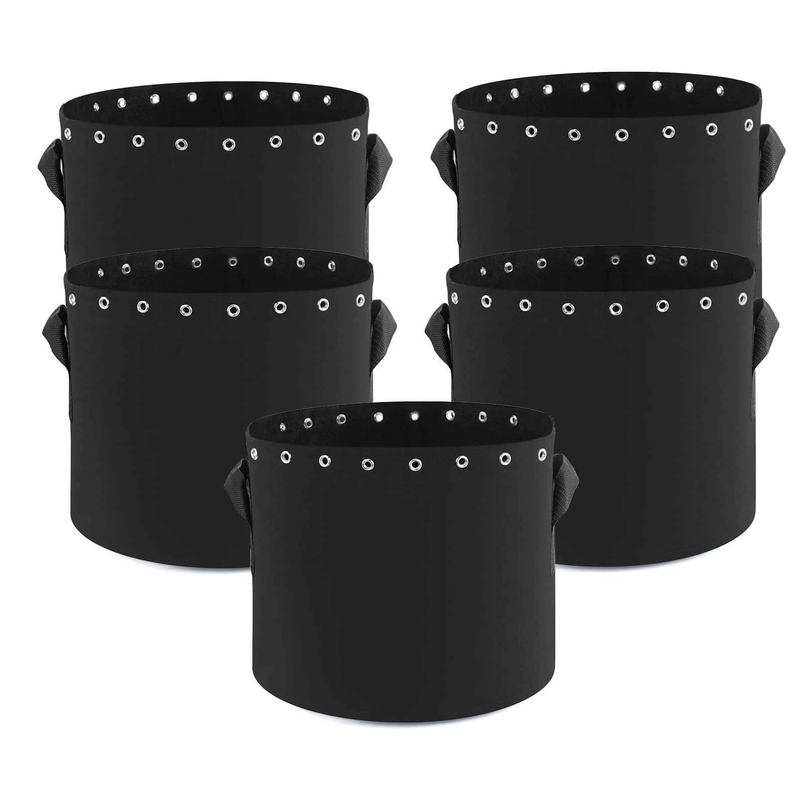 7 Gallon Fabric Pots with Holes 5-Packs, Thickened Non-Woven Aeration Grow Bags with Handles - Reinforced Weight Capacity for Indoor/Outdoor Plants, Vegetables, and Herbs - Ideal for Gardening, Hydroponics, and Container Planting