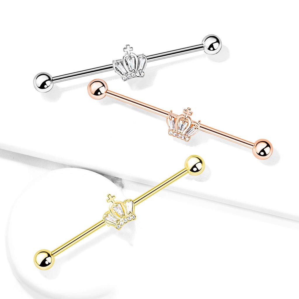 CZ Crown Surgical Steel Barbells - Durable & Stylish for Body Piercing