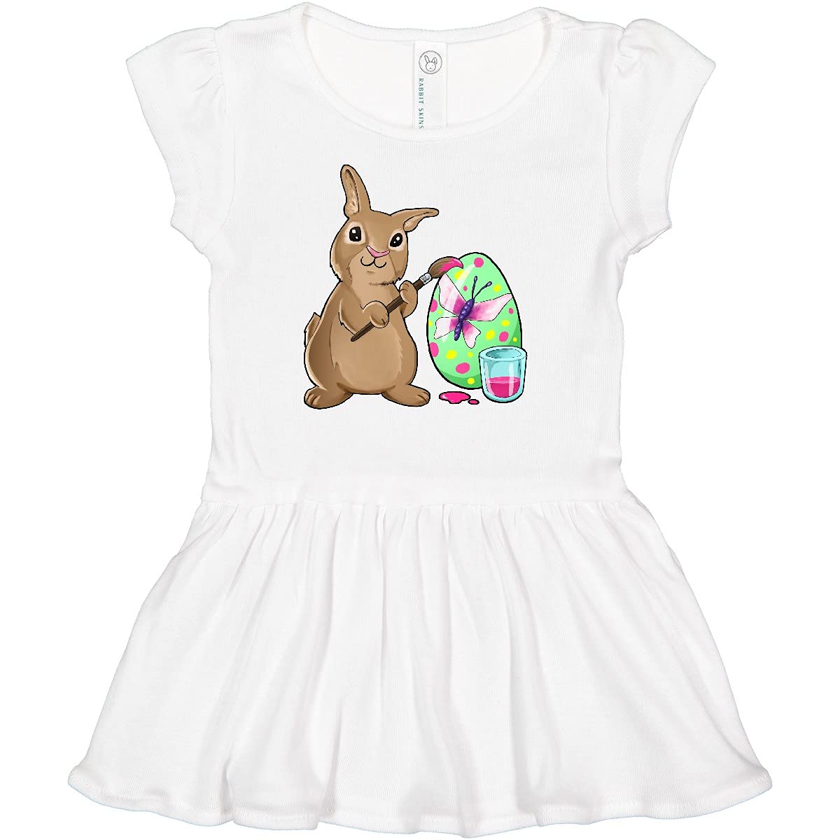 Inktastic Adorable Brown Easter Bunny Painting Egg Baby Dress - Perfect for Easter Celebrations, Spring Photoshoots, and Infant Outfits