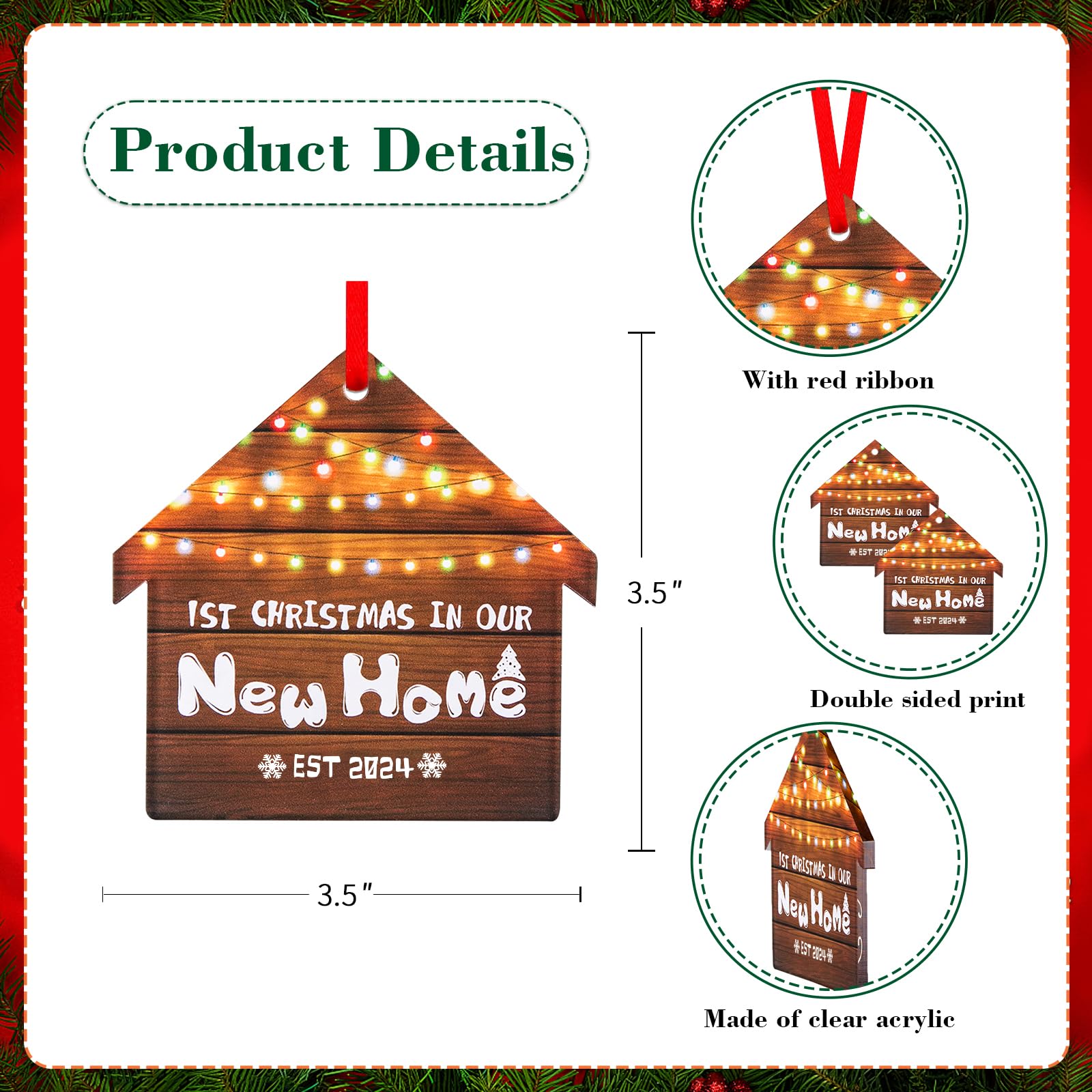 WaaHome First Christmas in Our New Home Ornaments 2024 - Elegant New House Christmas Tree Decorations, Perfect Housewarming Gifts for New Homeowners | Ideal for Holiday Decor, First Home Celebrations & Festive Tree Trimming