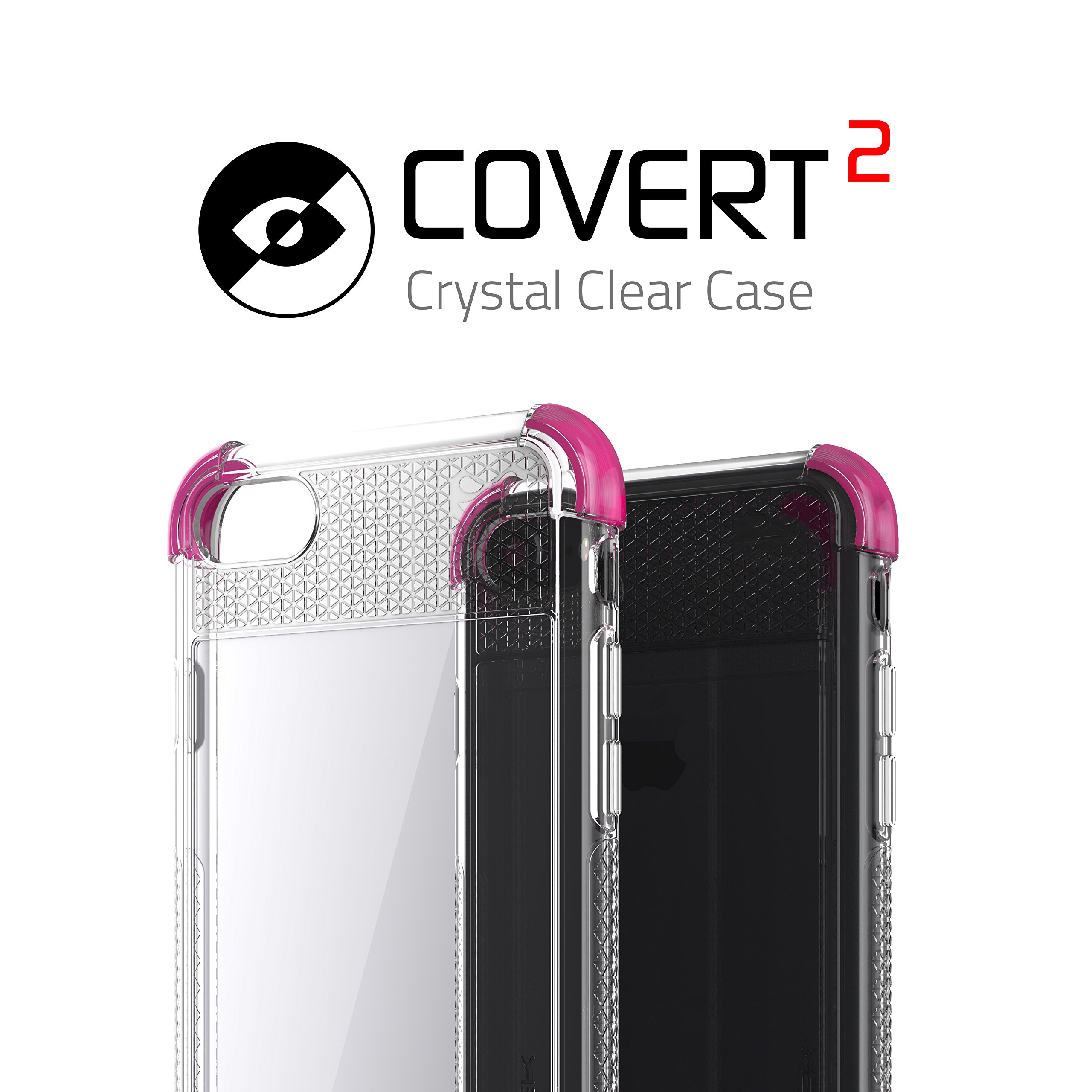 Ghostek Covert Clear Silicone Case for iPhone SE (2020) / iPhone 8 / iPhone 7 - Anti-Slip Grip & Shockproof Drop Protection - Pink Protective Phone Cover for Everyday Use & Outdoor Activities