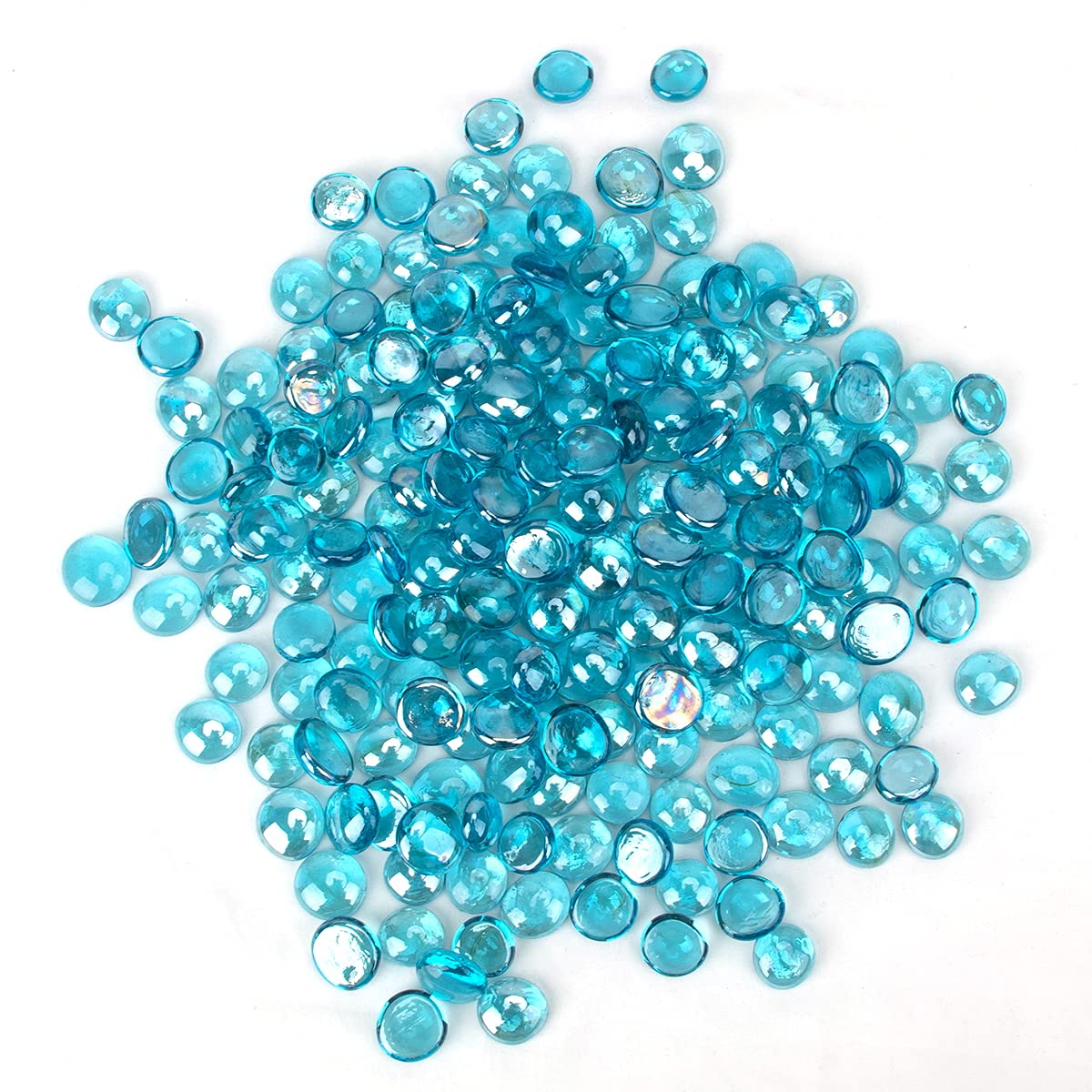 18 Pound Fire Glass Beads - Reflective Azure Blue Fire Pit Gems for Gas Fireplace, Vase Fillers & Aquarium Decor | Heat-Resistant Decorative Glass Drops for Indoor/Outdoor Use in Fire Pits, Centerpieces & Fish Tanks