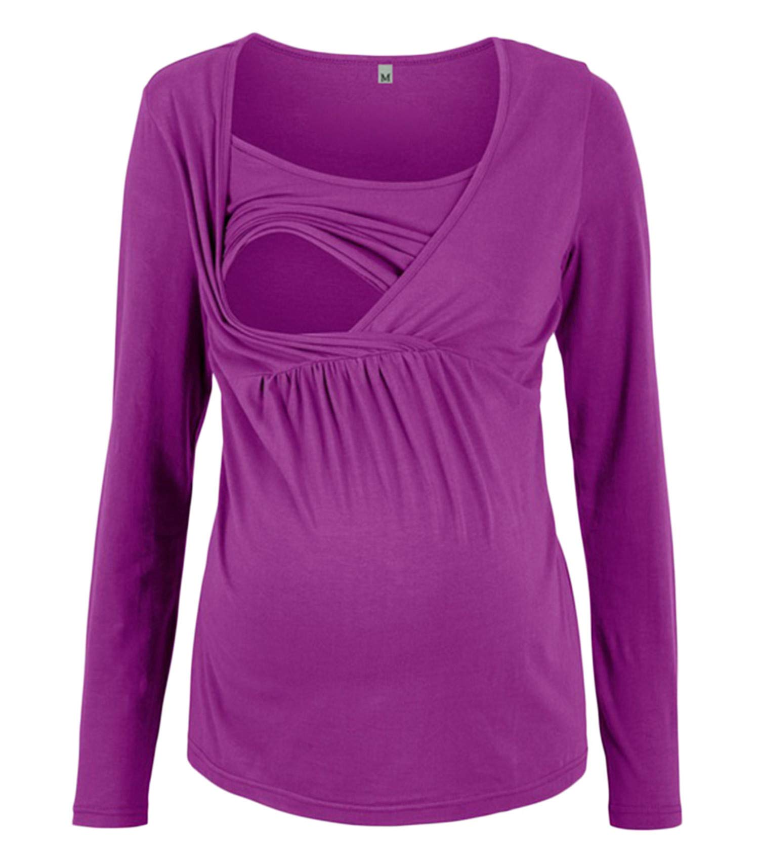 Andongnywell Women's Maternity Nursing Tops - Soft Long Sleeve Breastfeeding Shirts for Pregnant & Nursing Moms | Comfortable Cotton Blend for Everyday Wear | Perfect for Work, Shopping & Family Outings | Ideal for Nursing, Office & Casual Occasions