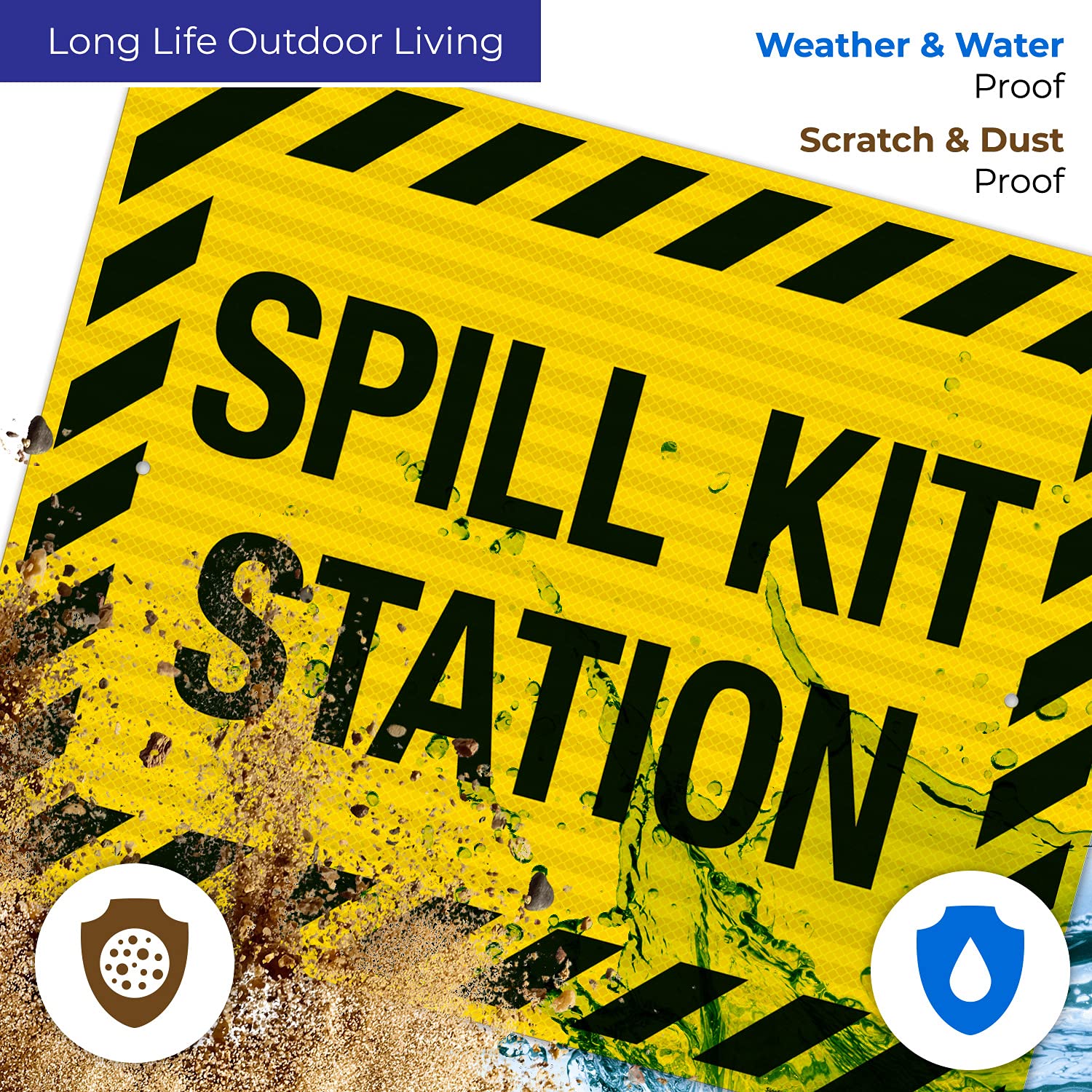 3M EGP Reflective Spill Kit Station Sign - 24x30 Inches, .080 Aluminum, Fade Resistant - Made in USA - Ideal for Workplace Safety & Hazardous Material Storage Areas